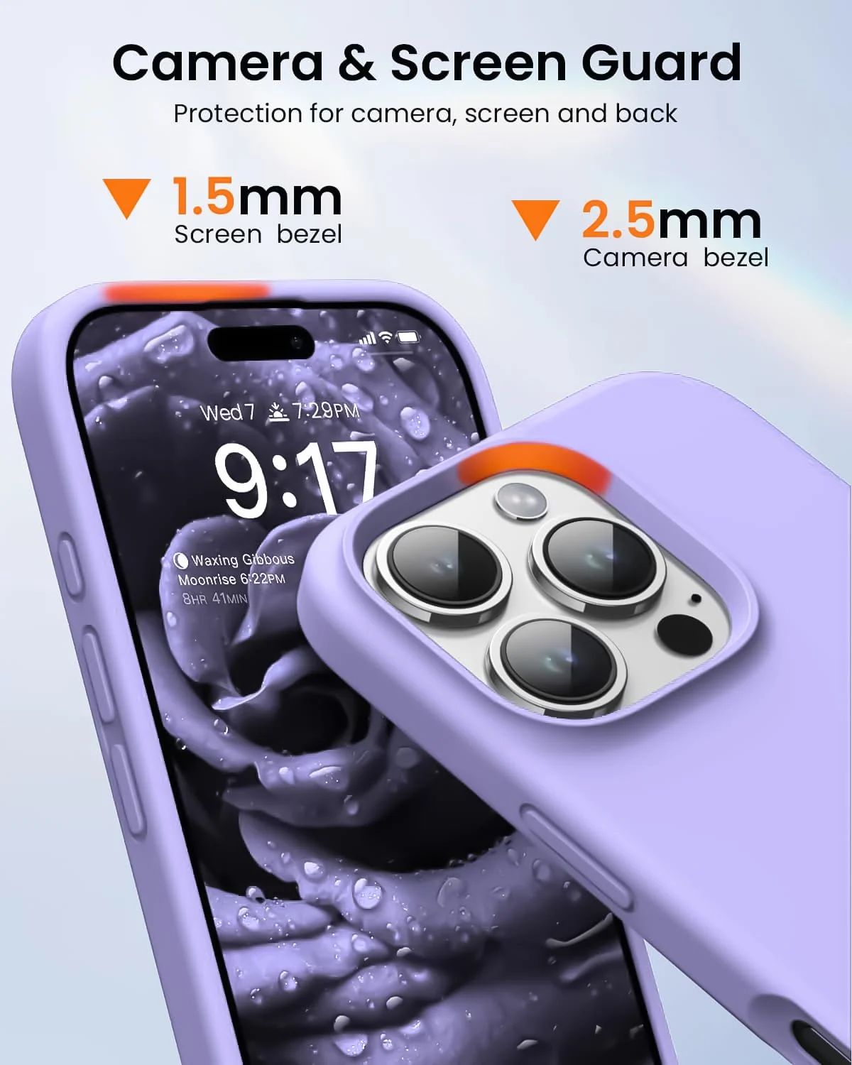 DL3 Mobilak Liquid Silicone Protective Case with Soft Microfiber Lining for iPhone 16 Pro Max - Light Purple