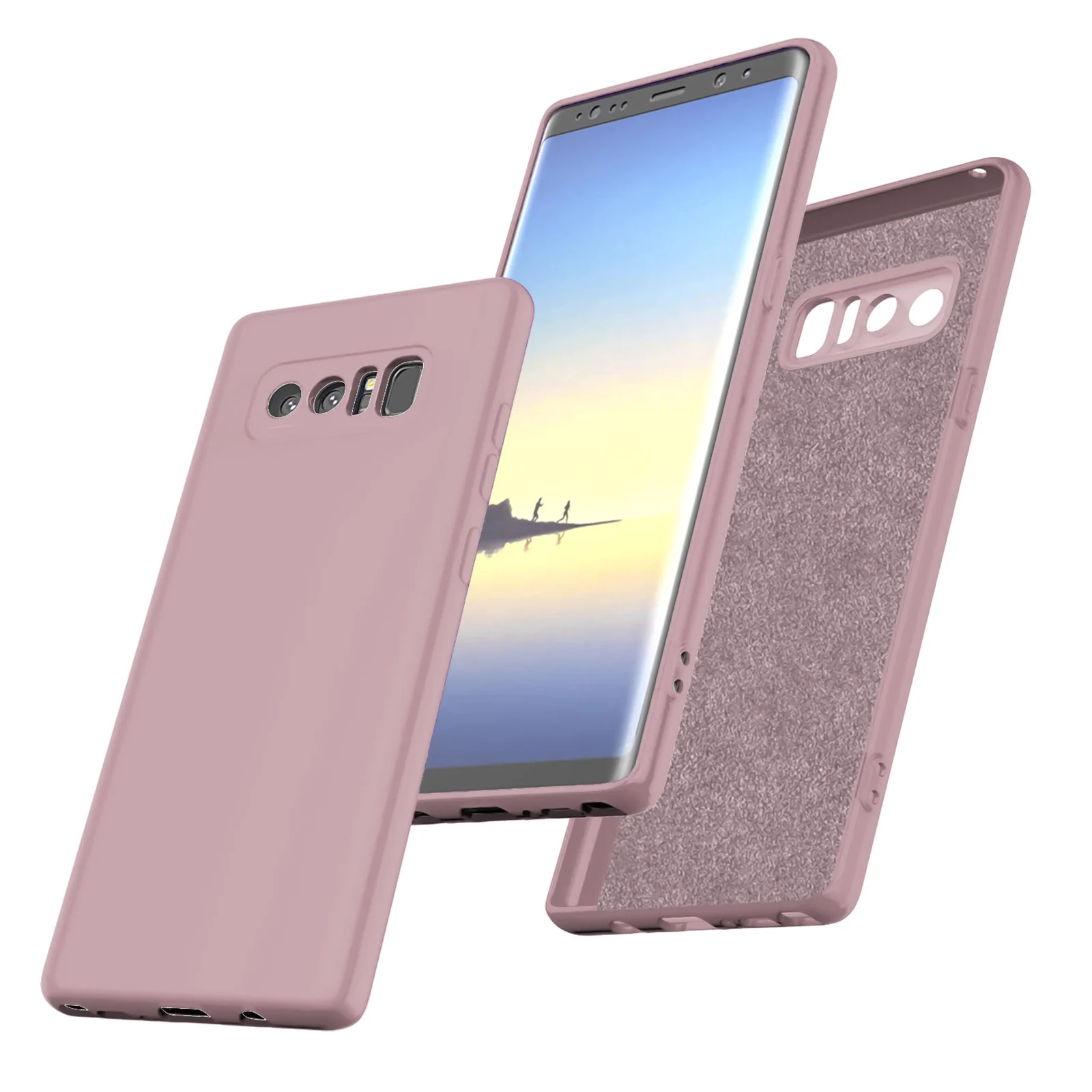 DL3 Mobilak Liquid Silicone Protective Case with Soft Microfiber Lining with Full Camera Protection for Samsung Galaxy Note 8 - Cashmere