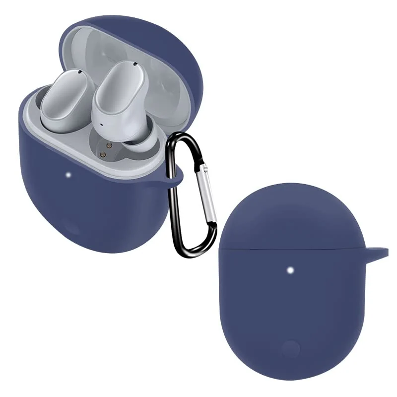 DL3 Mobilak Silicone Case Compatible withXiaomi Redmi Buds 3 Pro/Airdots 3 Pro Earbuds, Soft Silicone Protective Case Cover, Shockproof Sleeve with Carabiner - Blue