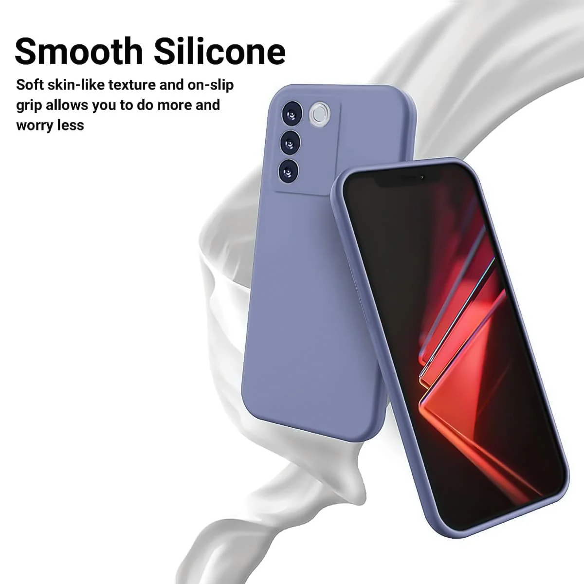 DL3 Mobilak Liquid Silicone Case for vivo V27e / vivo S16e, Shock-absorbing protection, Scratch-resistant surface, Soft microfiber lining - Lavender Gray