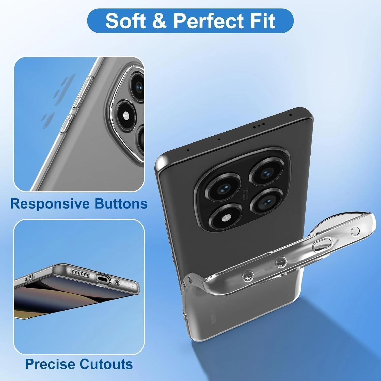 DL3 Mobilak Protective Case Compatible with Xiaomi Redmi Note 15 Pro 5G Cover, Mobile Phone Case Thin Soft Silicone Anti-Yellow Protective Case - Clear