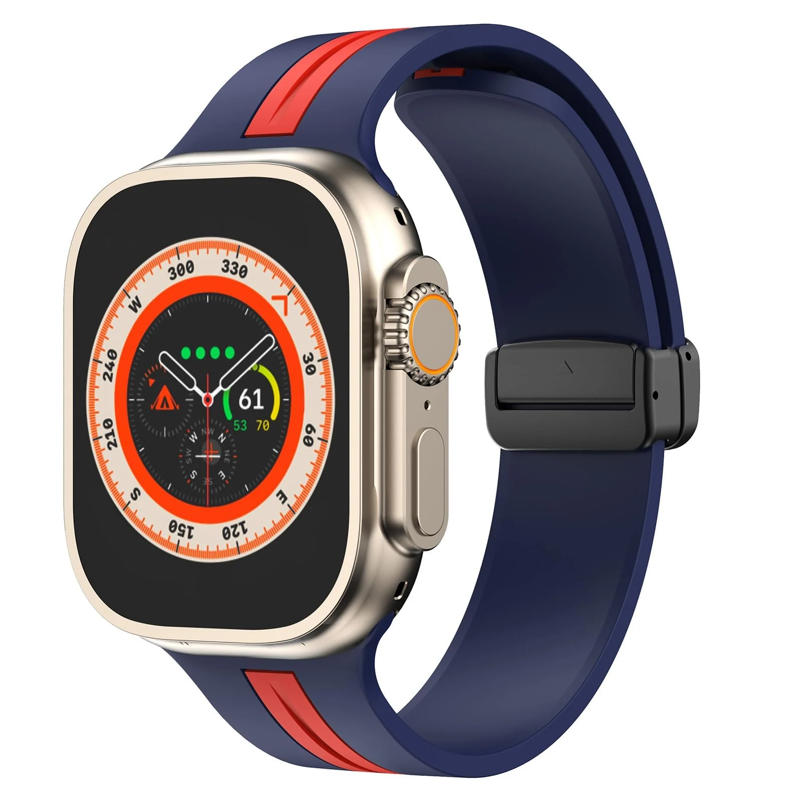 DL3 Mobilak Magnetic Bands for Apple Watch Ultra/Ultra 2 Band 49mm 45mm 44mm 42mm 41mm 40mm 38mm, Soft Sport Silicone Strap for iwatch Series 9/8/7/6/5/4/3/2/1/SE (42mm/44mm/45mm/49mm) - Blue Red