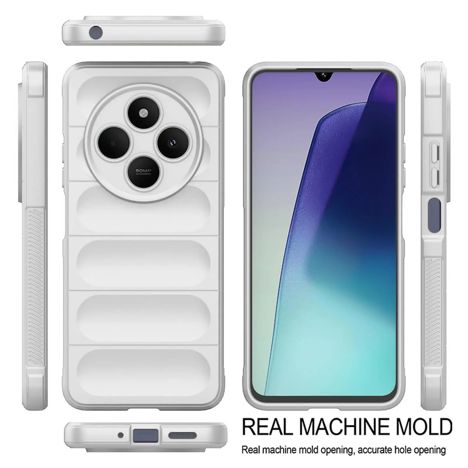 DL3 Mobilak Silicone Case for Xiaomi Redmi 14C 4G/Poco C75 Heavy Duty Protective [Slim Fit] Soft Flexible Protective Design Shock-Absorption TPU Cover With Camera Protection - White