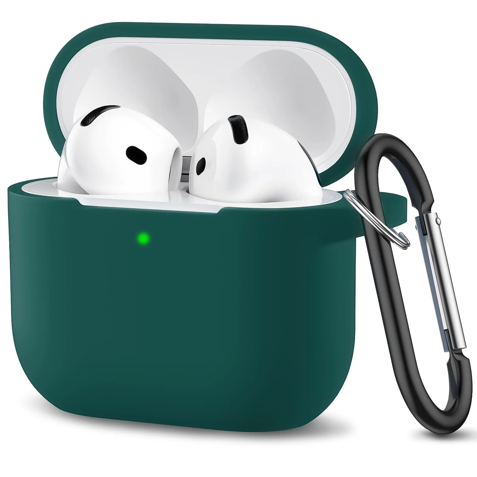 DL3 Mobilak Compatible with AirPods 4 Case (2024), Soft Silicone Full Protective Case Cover with Keychain, For Apple AirPods 4th Generation for Women Men - Green