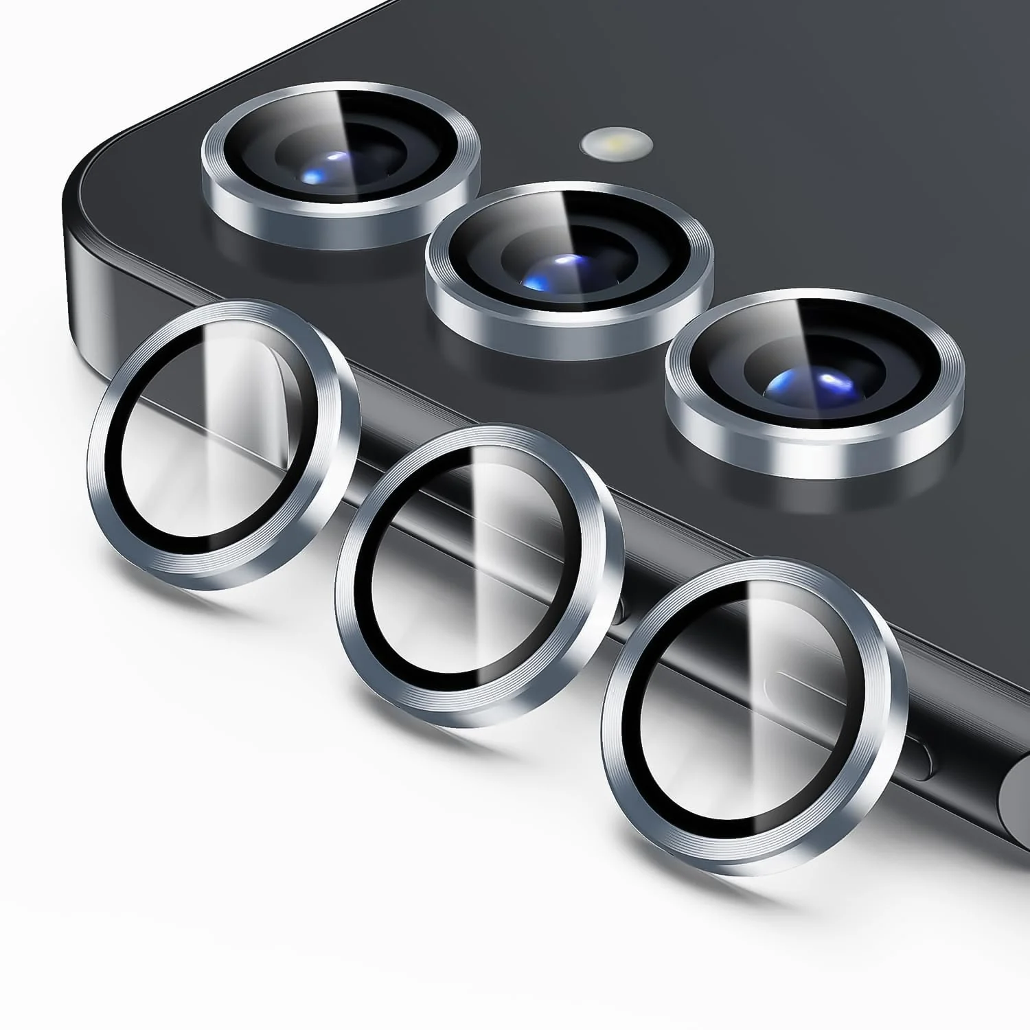 DL3 Mobilak Camera Lens Protector For Samsung Galaxy A14 / Galaxy A24 / Galaxy A34 Camera Lens Film Metal Ring Ultra HD, 9H Hardness, Scratch Resistance Camera Lens Protective Film - Blue