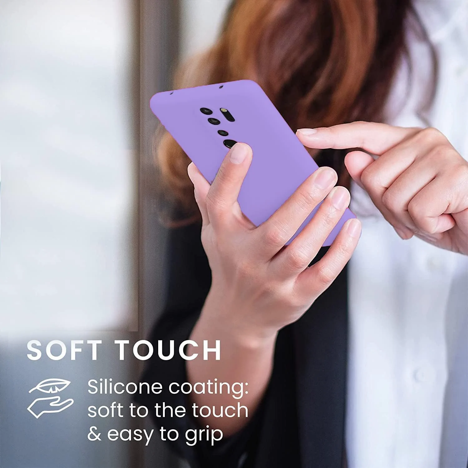 DL3 Mobilak Liquid Silicone Protective Case with Soft Microfiber Lining with Full Camera Protection for Xiaomi Redmi Note 8 Pro - Light Purple