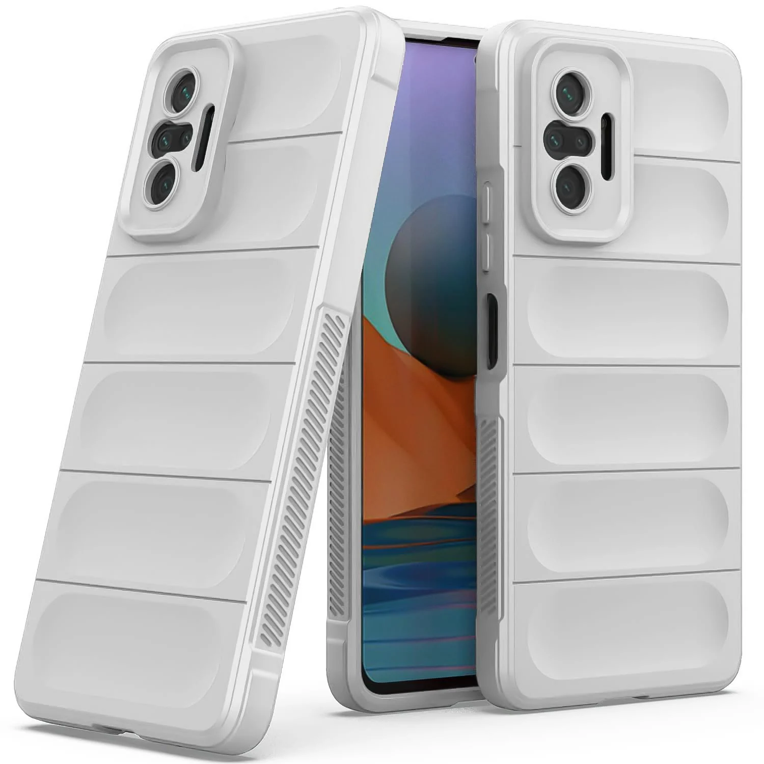 DL3 Mobilak Flexible Silicone and TPU Protective Case with Camera Protection for Xiaomi Redmi Note 10 Pro / Note 10 Pro Max - White