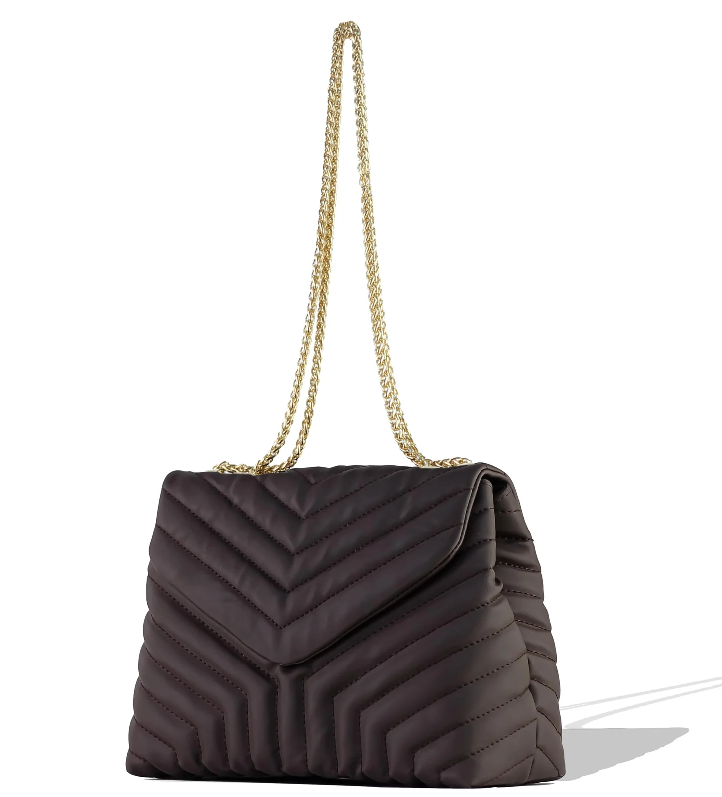Mobigon Women's Quilted Crossbody Bag, PU Leather Shoulder Purse with Gold Chain Strap, Chevron Flap Handbag for Daily Use, Work, Travel & Evening