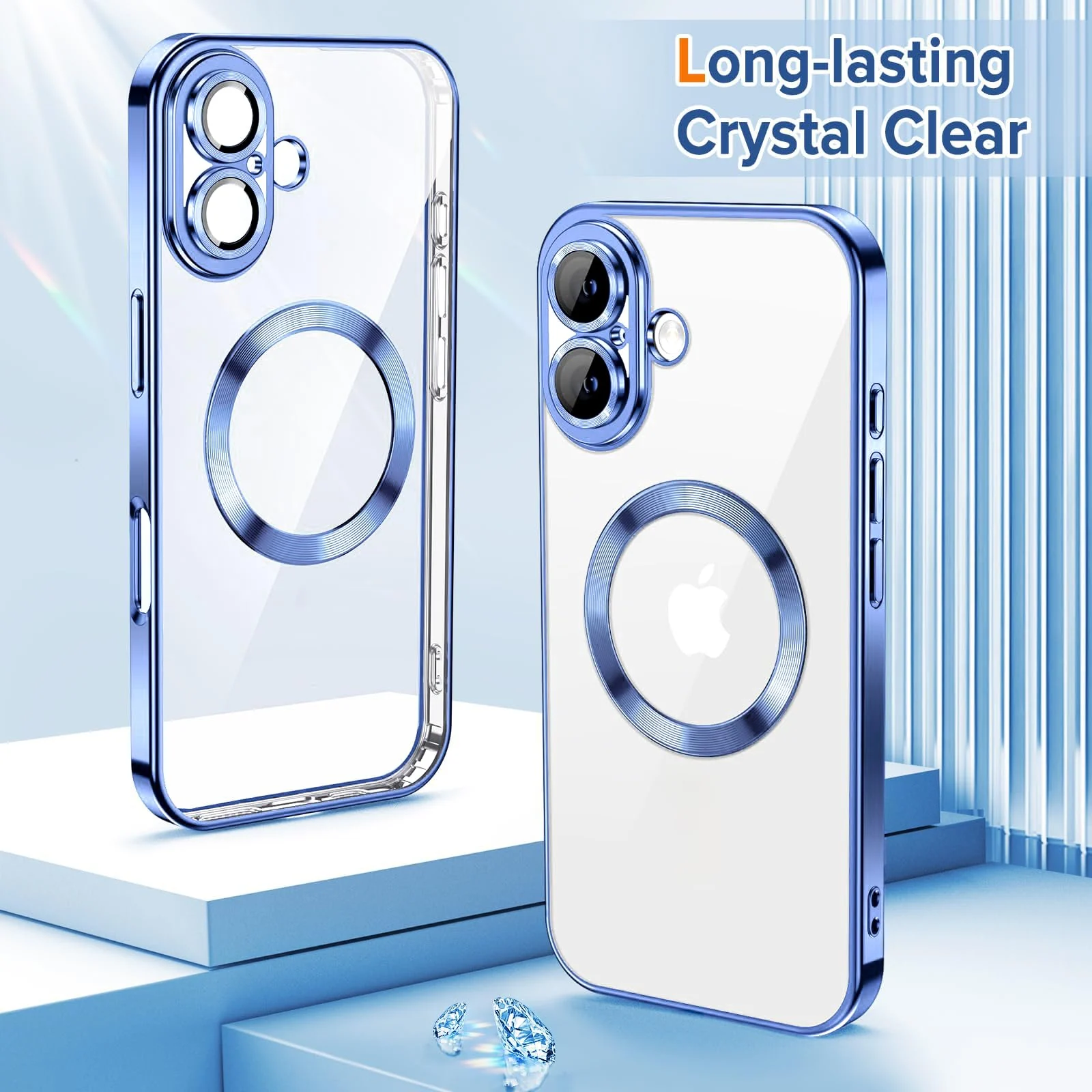 DL3 Mobilak Plated-Edge TPU Protective Case with Camera Protection for iPhone 16 Plus - Steel Blue