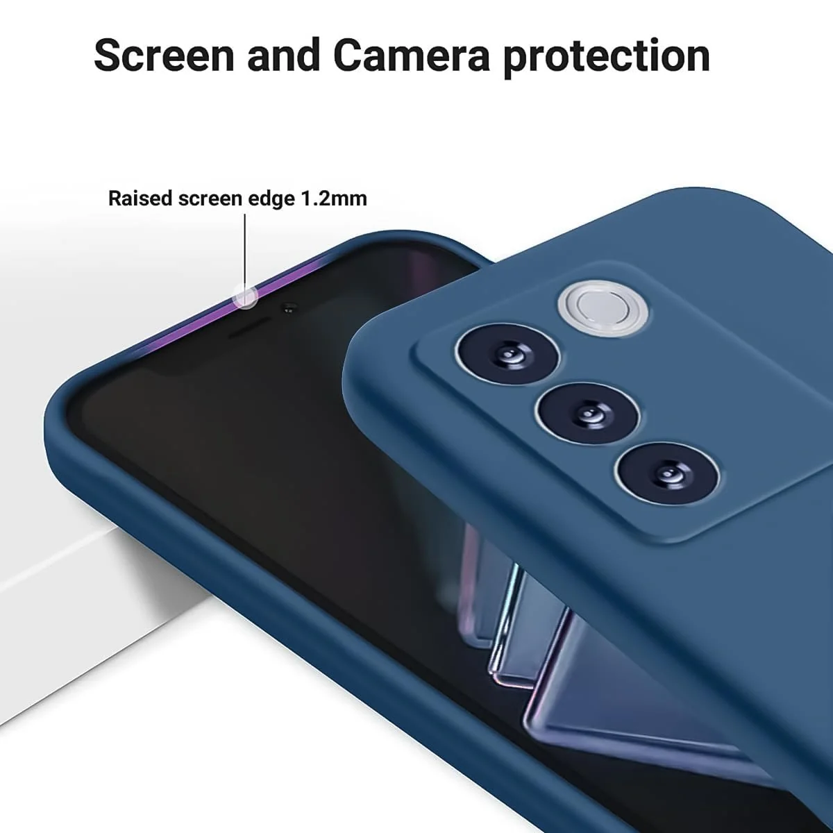 DL3 Mobilak Liquid Silicone Protective Case with Soft Microfiber Lining for vivo V27e | vivo S16e - Blue