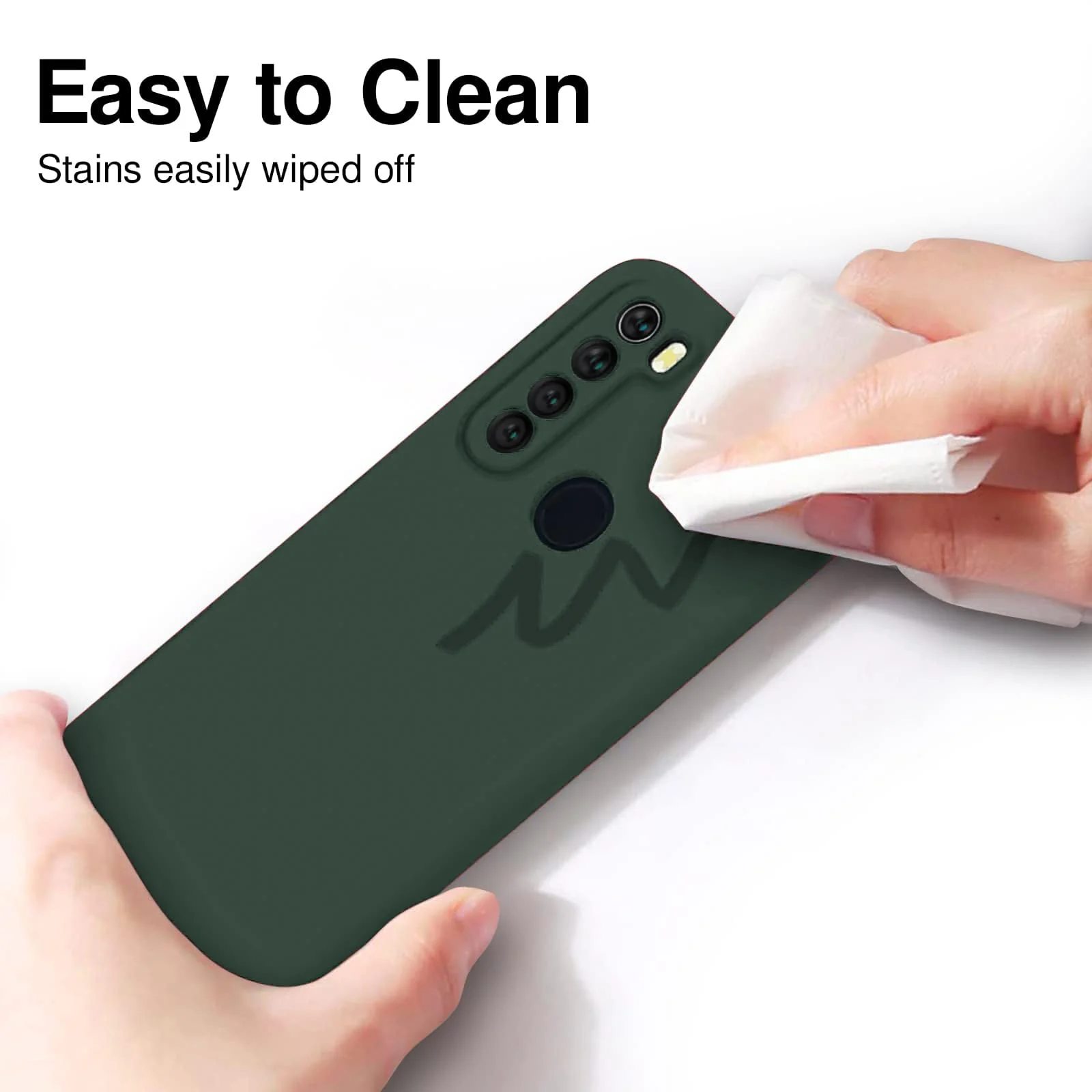 DL3 Mobilak Silicone Protective Case for Xiaomi Redmi Note 8, Shock-absorbing protection, Scratch-resistant surface, Soft microfiber lining - Green