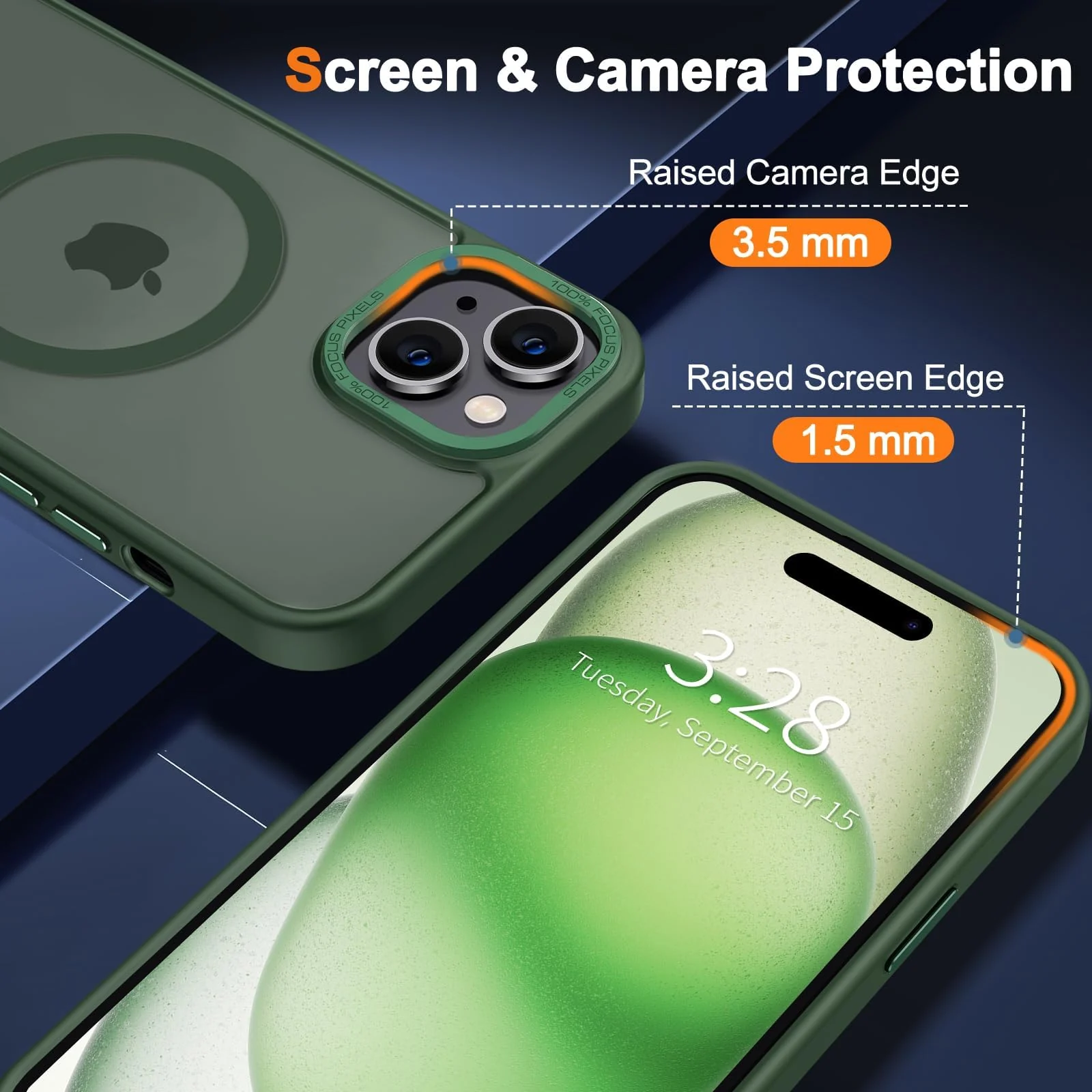 DL3 Mobilak Case for iPhone 15+ Plus/iPhone 14 Plus 6.7-Inch Magnetic Translucent Matte Phone Cases [Compatible with MagSafe] Thin Slim Fit Shockproof Hard Protective Cover - Green