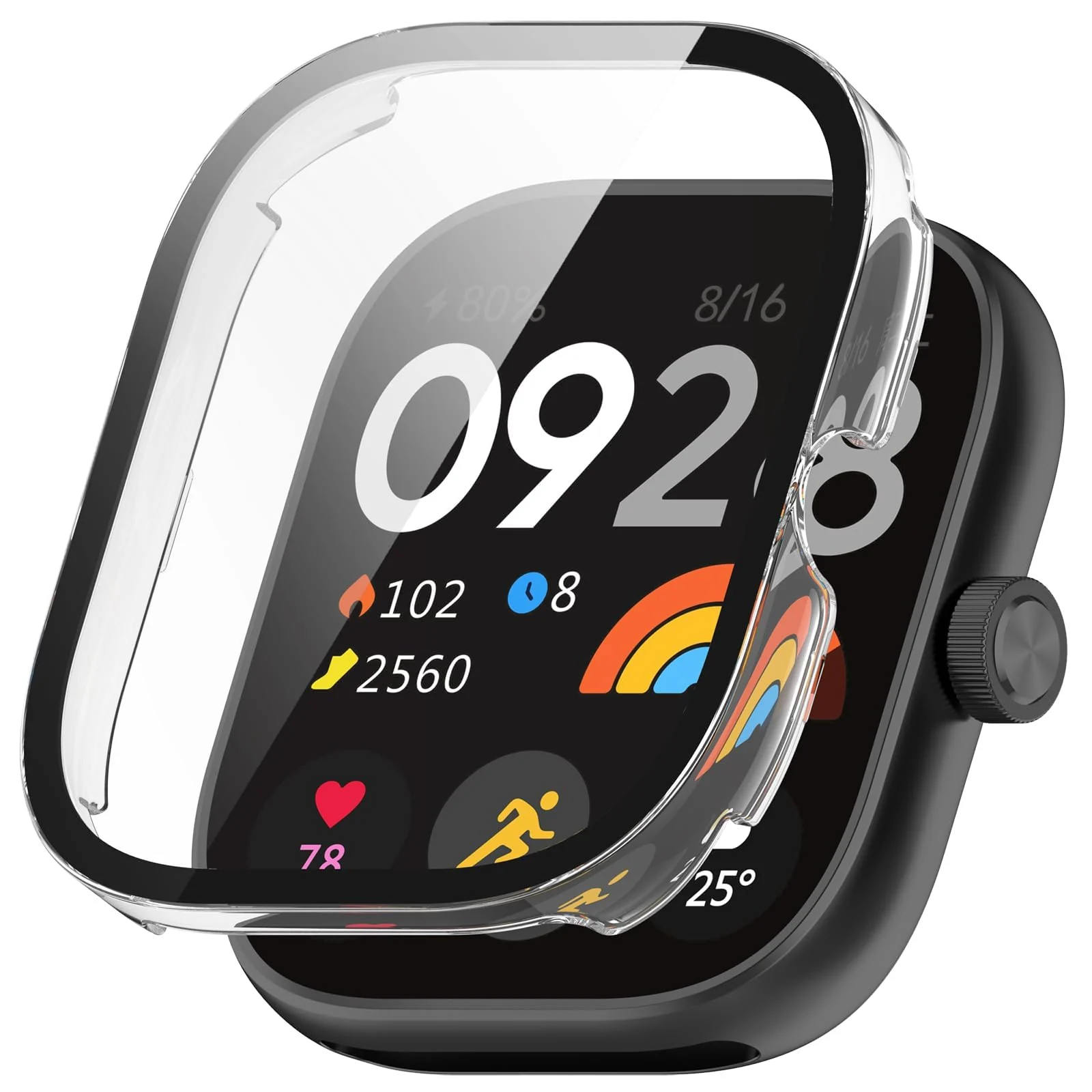 DL3 Mobilak For Xiaomi Redmi Watch 4 Case with Tempered Glass Screen Protector for xiaomi redmi Watch 4, 9H Hardness 360° All-Round Protective Ultra Thin Protective PC Case - Clear