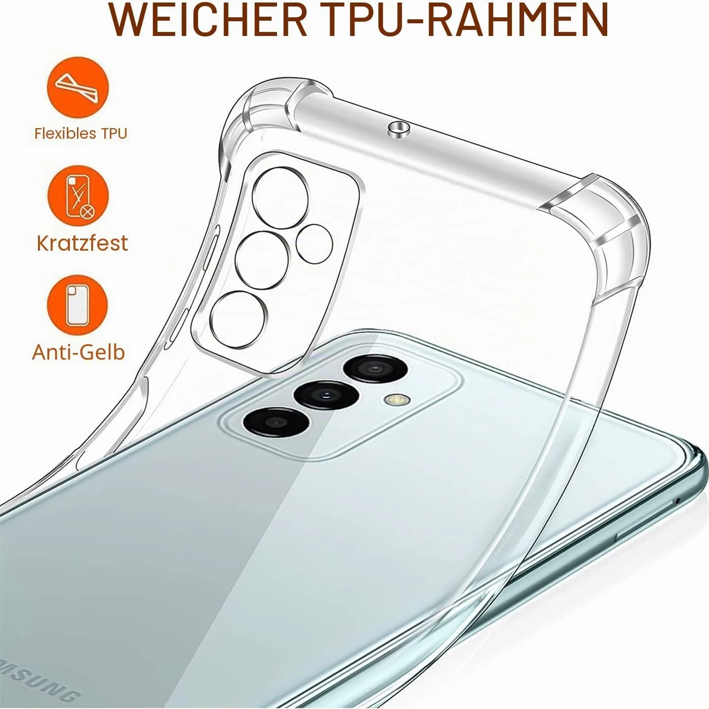 DL3 MOBILAK Clear Soft TPU Phone Case for Samsung Galaxy M52 5G - Clear