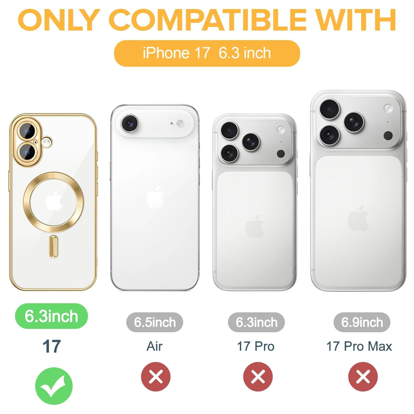 DL3 Mobilak Plated-Edge Protective Case for iPhone 17, Compatible with MagSafe accessories, Supports wireless charging, Camera protection - Gold