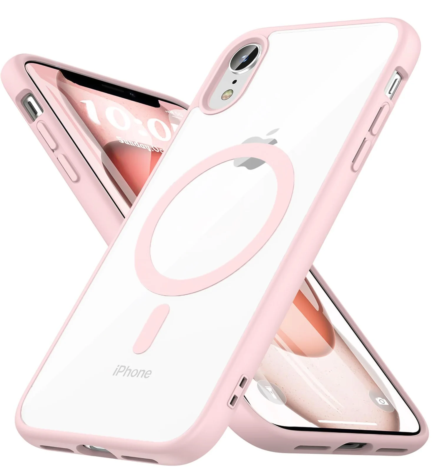 DL3 MOBILAK Case Magnetic Crystal Clear for iPhone XR 6.1-Inch, [Compatible with MagSafe] Slim Phone Case Thin Cover - Pink