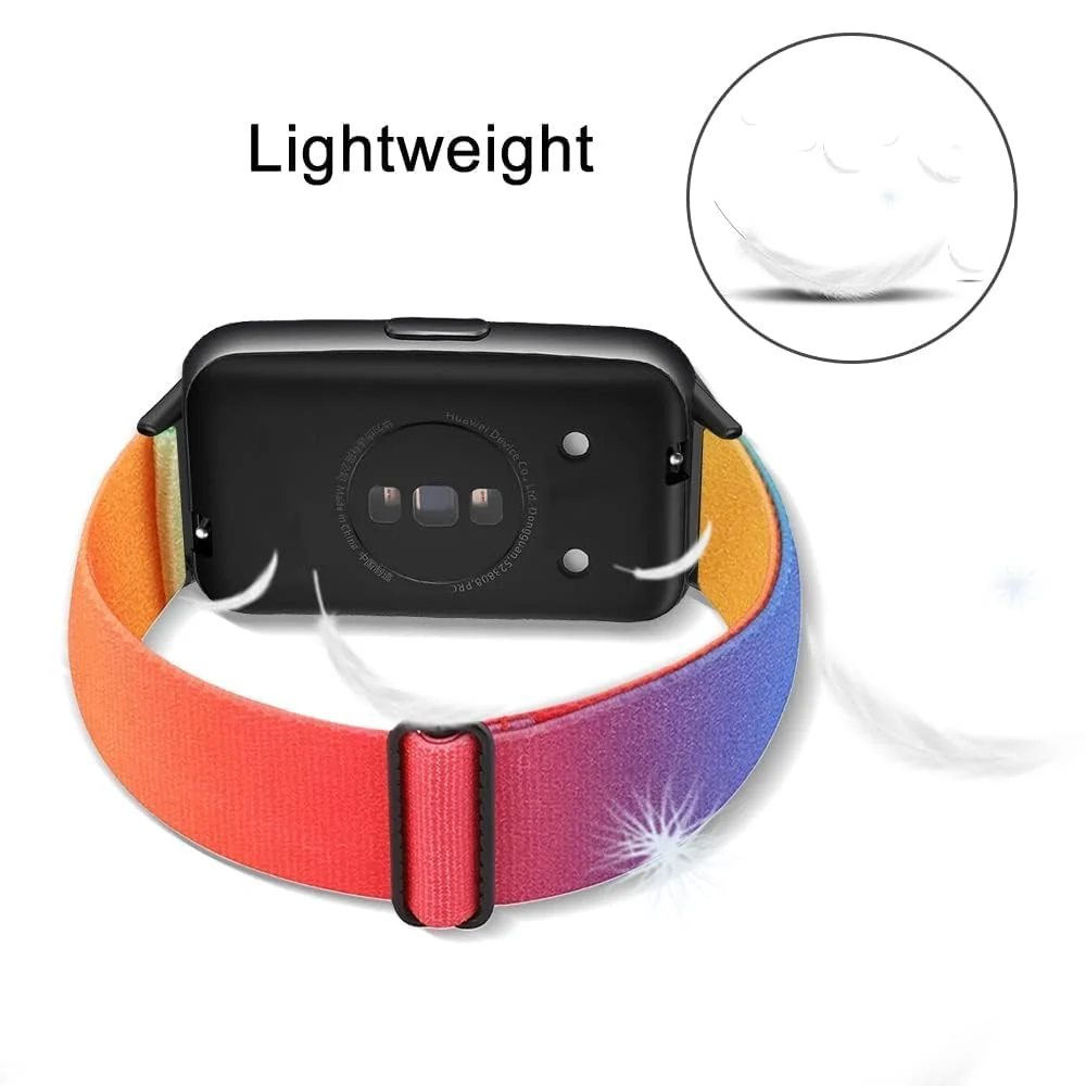DL3 Mobilak Elastic Straps Compatible with Honor Band 6/Huawei Band 6 Pro/Huawei Band 6 Men Women, Adjustable Stretchy Bracelets Sport Nylon Replacement Bracelet - Black