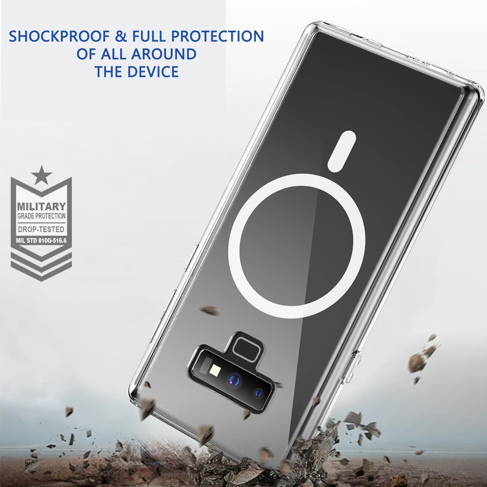 DL3 MOBILAK MagSafe-Compatible Phone Case for Samsung Galaxy Note 9, Clear