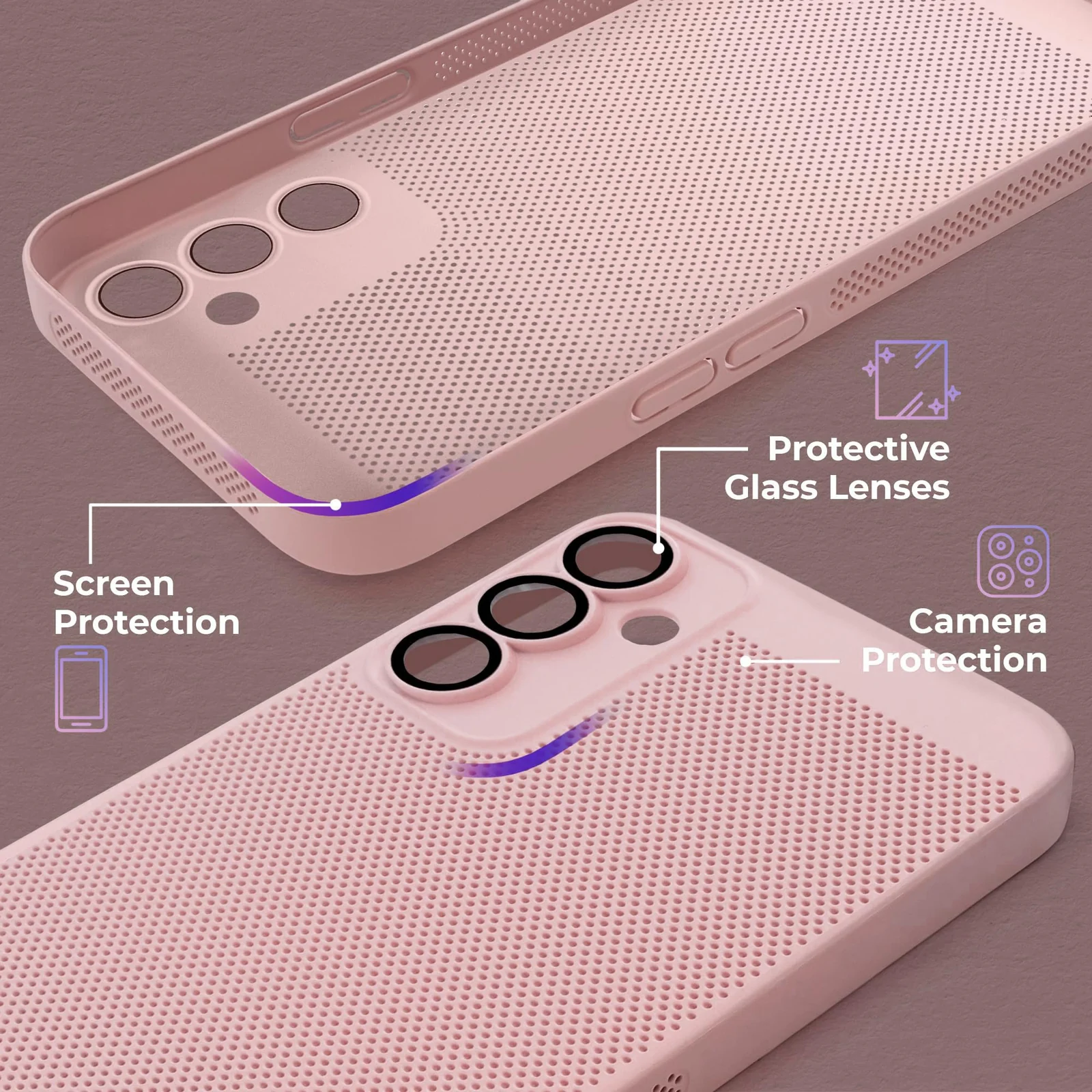 DL3 Mobilak Heat-Dissipation Hard PC Case with Built-In Camera Lens Protector for Samsung Galaxy S23 Plus - Pink