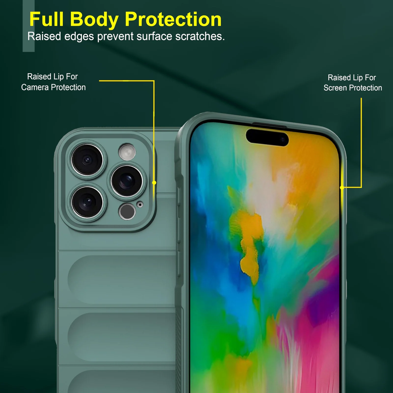 DL3 Mobilak Silicone Case for iPhone 16 Pro 6.3-Inch Heavy Duty Protective [Slim Fit] Shockproof Soft Flexible Protective Design Shock-Absorption TPU Cover With Camera Protection - Green