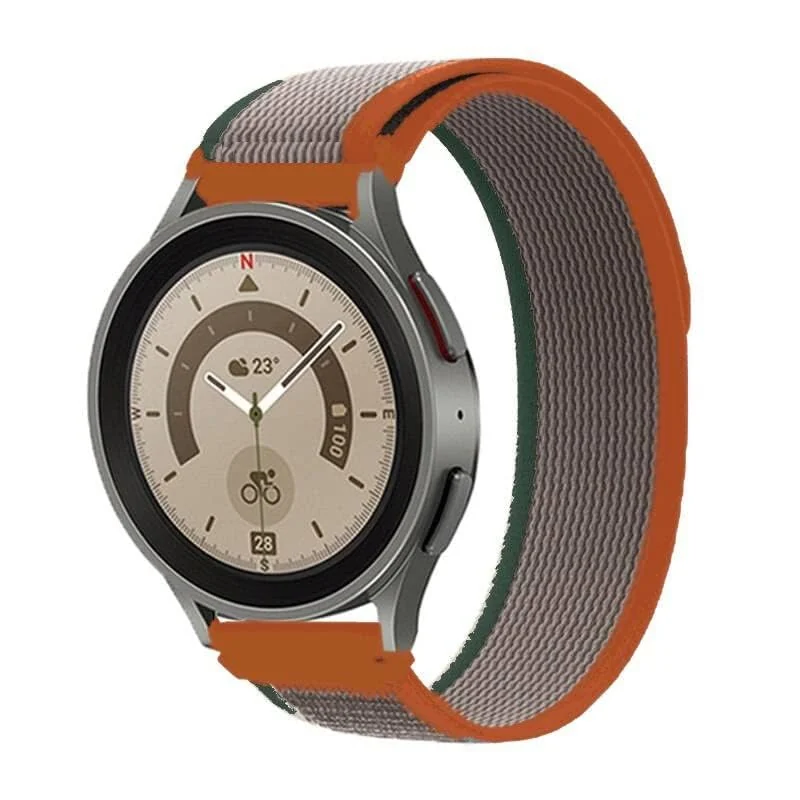 DL3 Mobilak No-Gap Nylon Watch Bands Compatible with Samsung Galaxy Watch 6 5 4 Band 40mm 44mm/Watch 5 Pro Band 45mm/Watch 6 4 Classic Band 42mm 43mm 46mm 47mm, Alpine Loop Woven Sport Strap Men Women - Trail Orange Gray