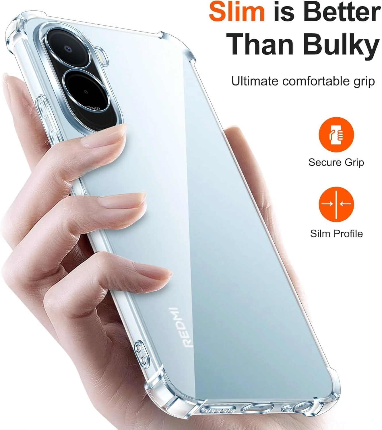 DL3 Mobilak Case Compatible with Redmi A7 Pro 4G / Poco C85X 5G, Cover SiliconeTransparent TPU Gorilla Anti-shock Protector Camera Shockproof Corners - Clear