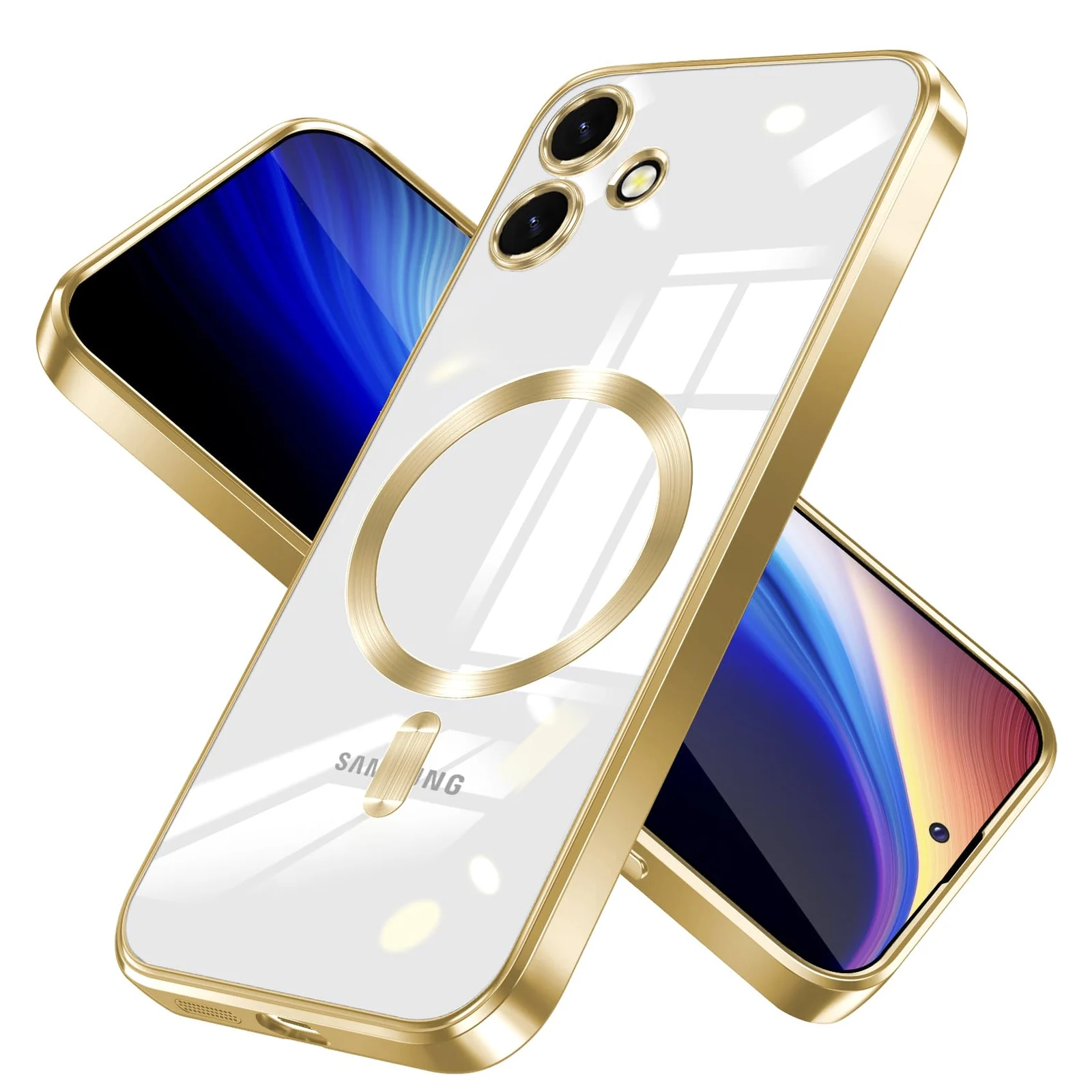 DL3 Mobilak Clear MagSafe-Compatible TPU Case and Camera Lens Protector for Samsung Galaxy A06 - Gold