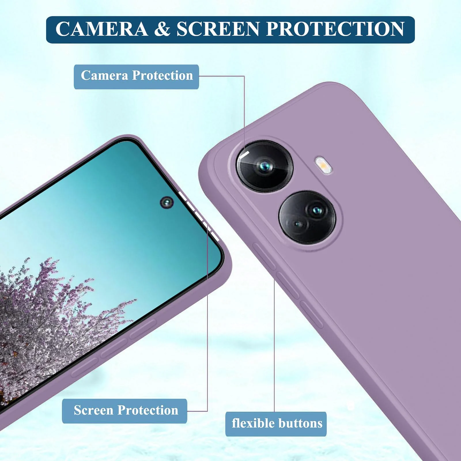 DL3 Mobilak Soft Silicone Protective Case for realme 10 pro plus with Microfiber Lining and Shockproof Design - Lavender 1