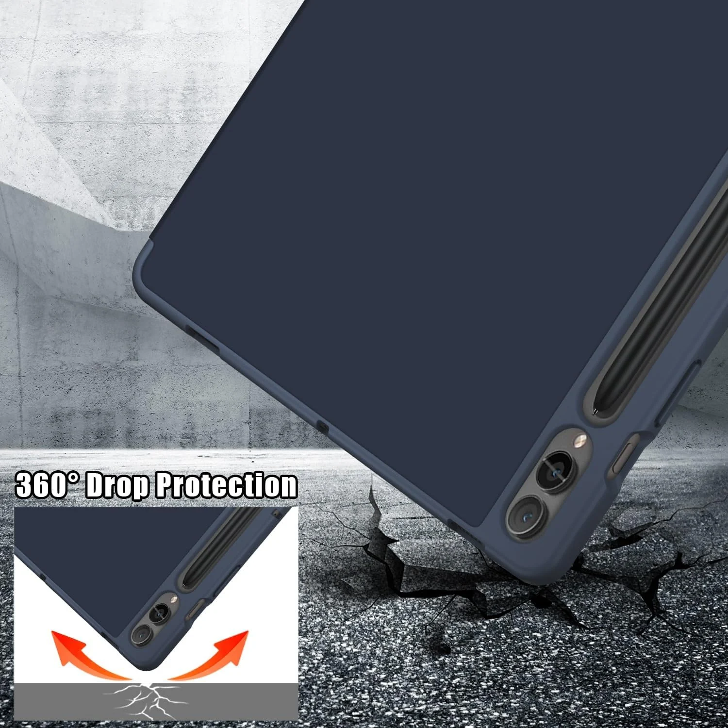 DL3 Mobilak For Samsung Galaxy Tab S8+ Plus 2022 / S7 FE 2021 / S7+ Plus 2020 12.4-Inch Case, Smart Stand, Pencil Holder, Shockproof Slim Lightweight Leather Cover, Modern Abstract Design - Blue