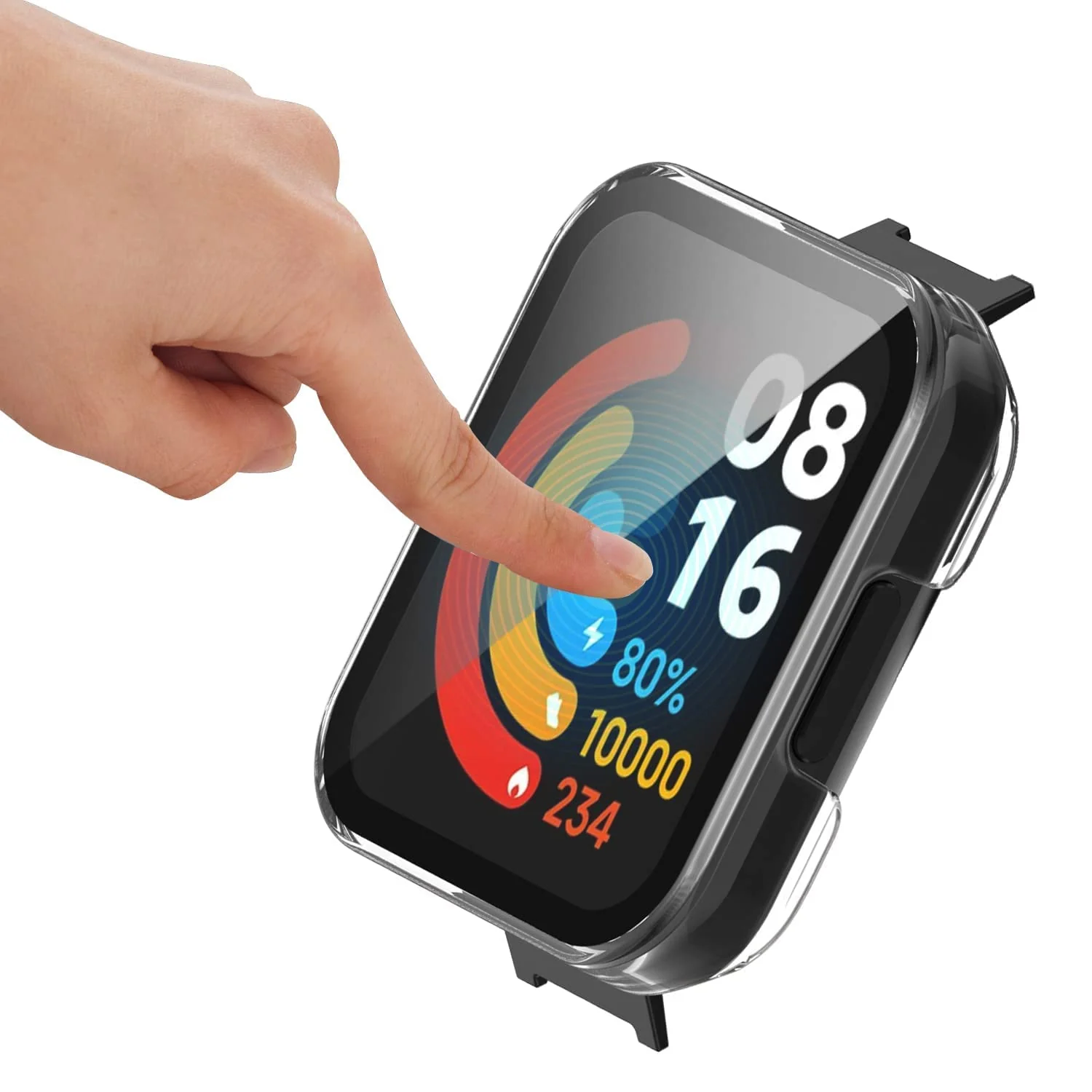 DL3 Mobilak Protective Case Compatible with Xiaomi Mi Redmi Watch 2 Lite, 9H Hardness PC Case Bumper Full Slim Protective Cover with Tempered Glass For Redmi Watch2 Lite - Clear