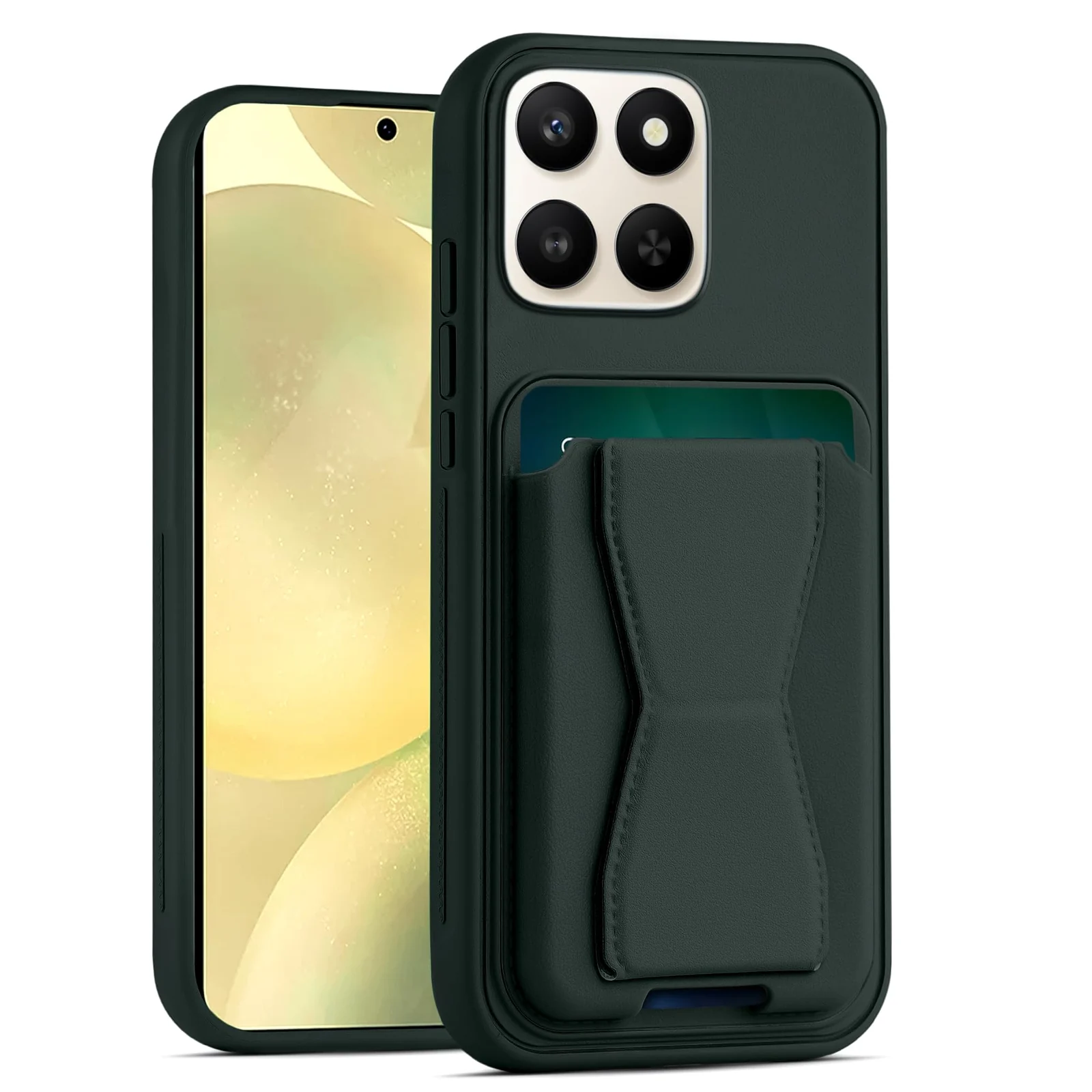 DL3 Mobilak Leather Wallet Case for Honor X8C, Camera protection, Shock-absorbing protection, Built-in kickstand - Dark Green