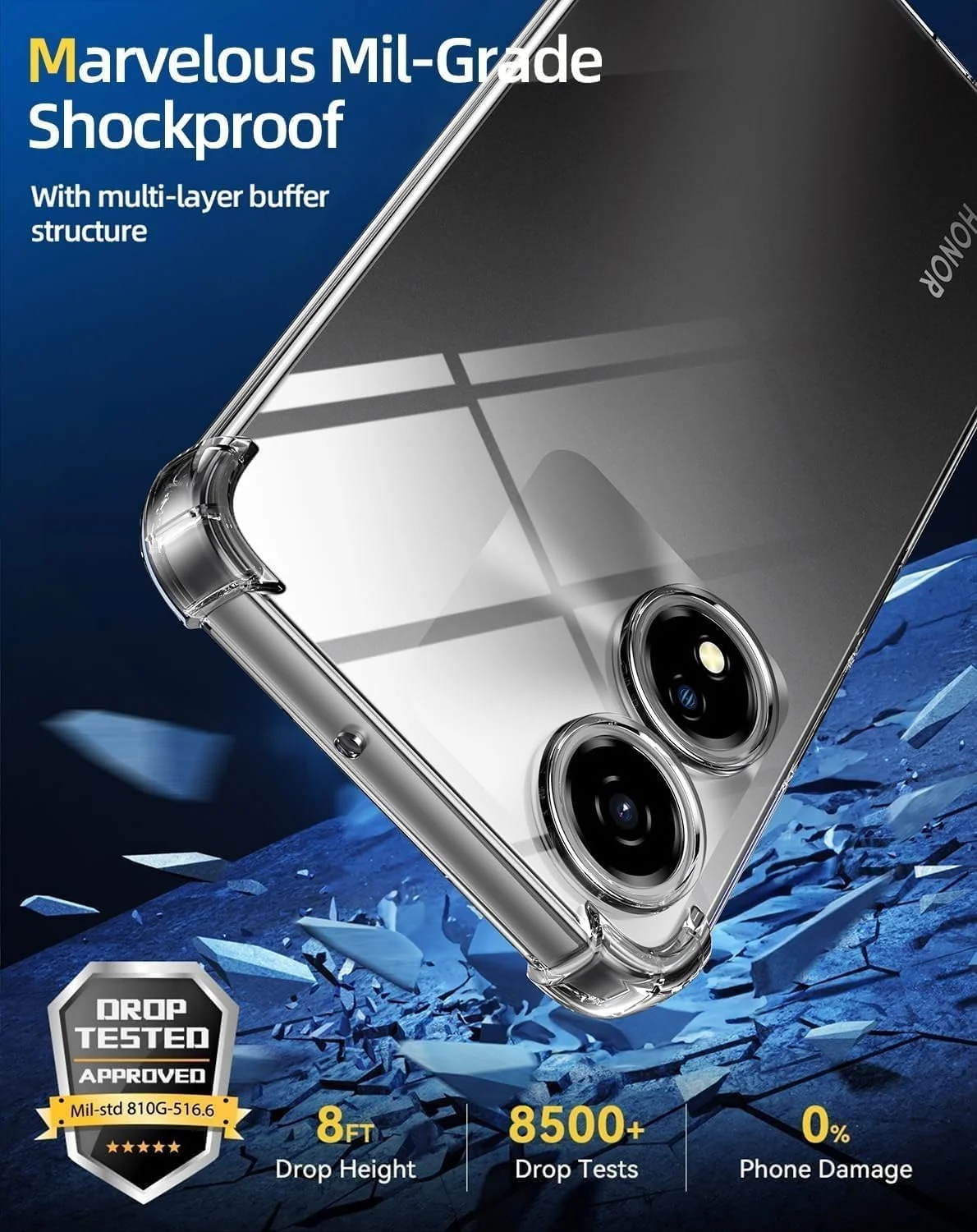 DL3 Mobilak Clear TPU Protective Case for Honor X5 Plus with Camera Protection and Shockproof Design - Clear