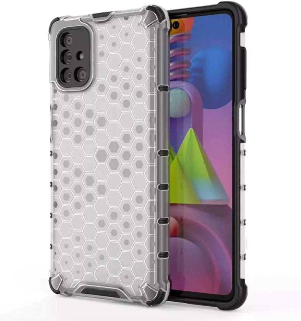 DL3 Mobilak Honeycomb Protective Case for Samsung Galaxy M51, Shock-absorbing protection, Transparent design, Slim, lightweight profile - Clear