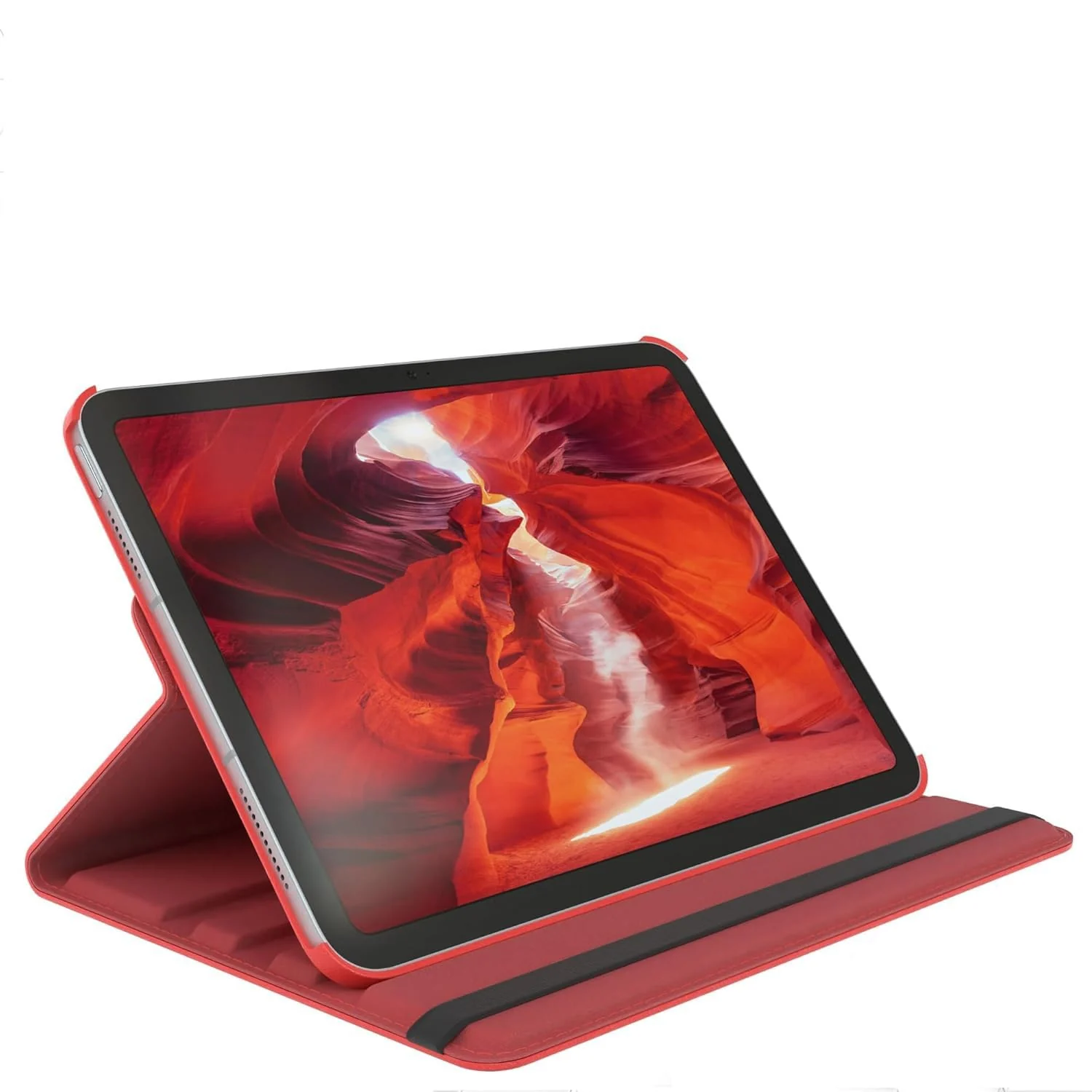 DL3 Mobilak Protective Cover for iPad (A16) 11th/10th Generation (2025/2022), 360° Rotatable Smart Stand, Leather Folio Flip Cover with Multi-Angle Viewing, Auto Wake Sleep - Red
