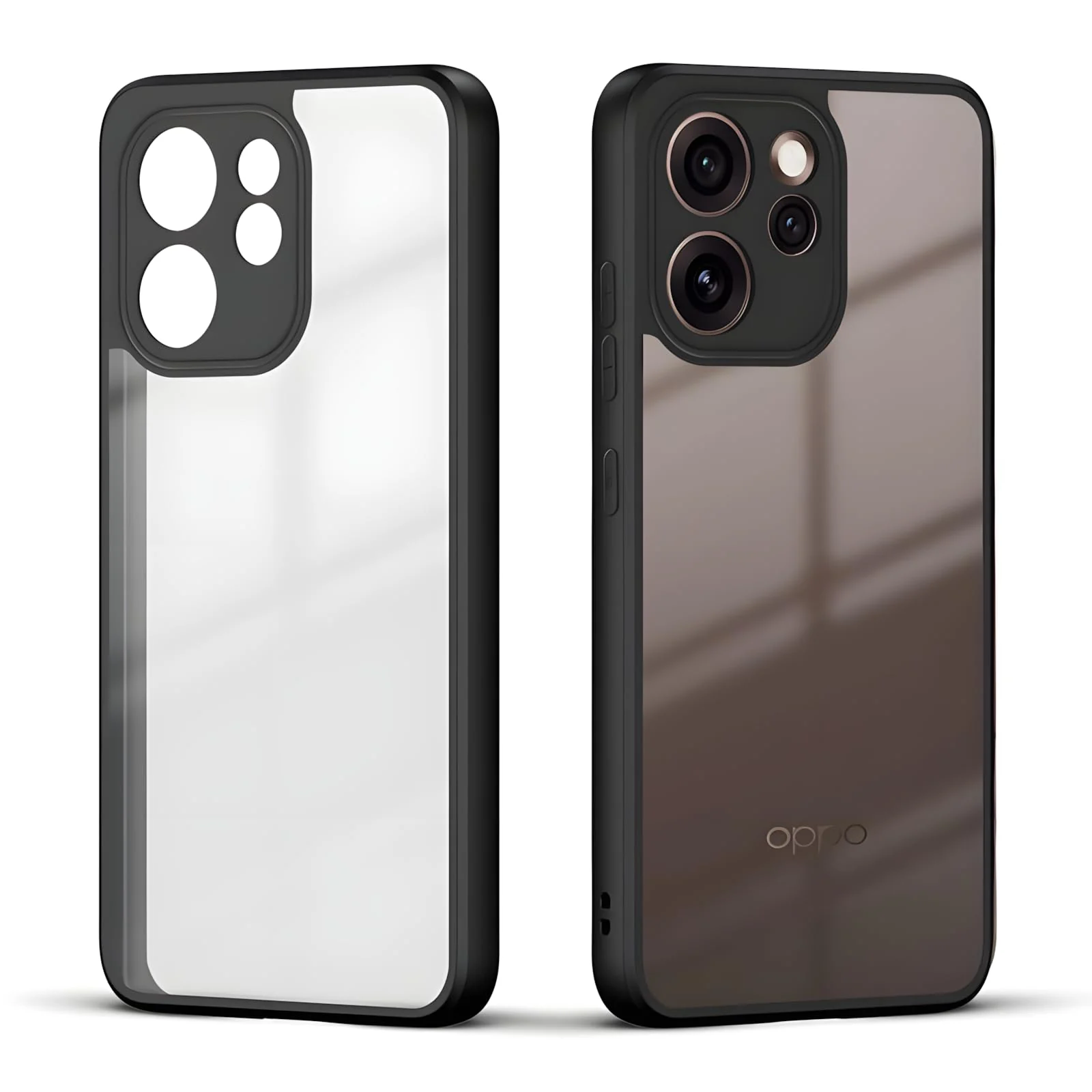 DL3 Mobilak Clear PC and TPU Protective Case for OPPO Reno15 Pro 5G with Camera Protection and Military-Grade Protection - Black