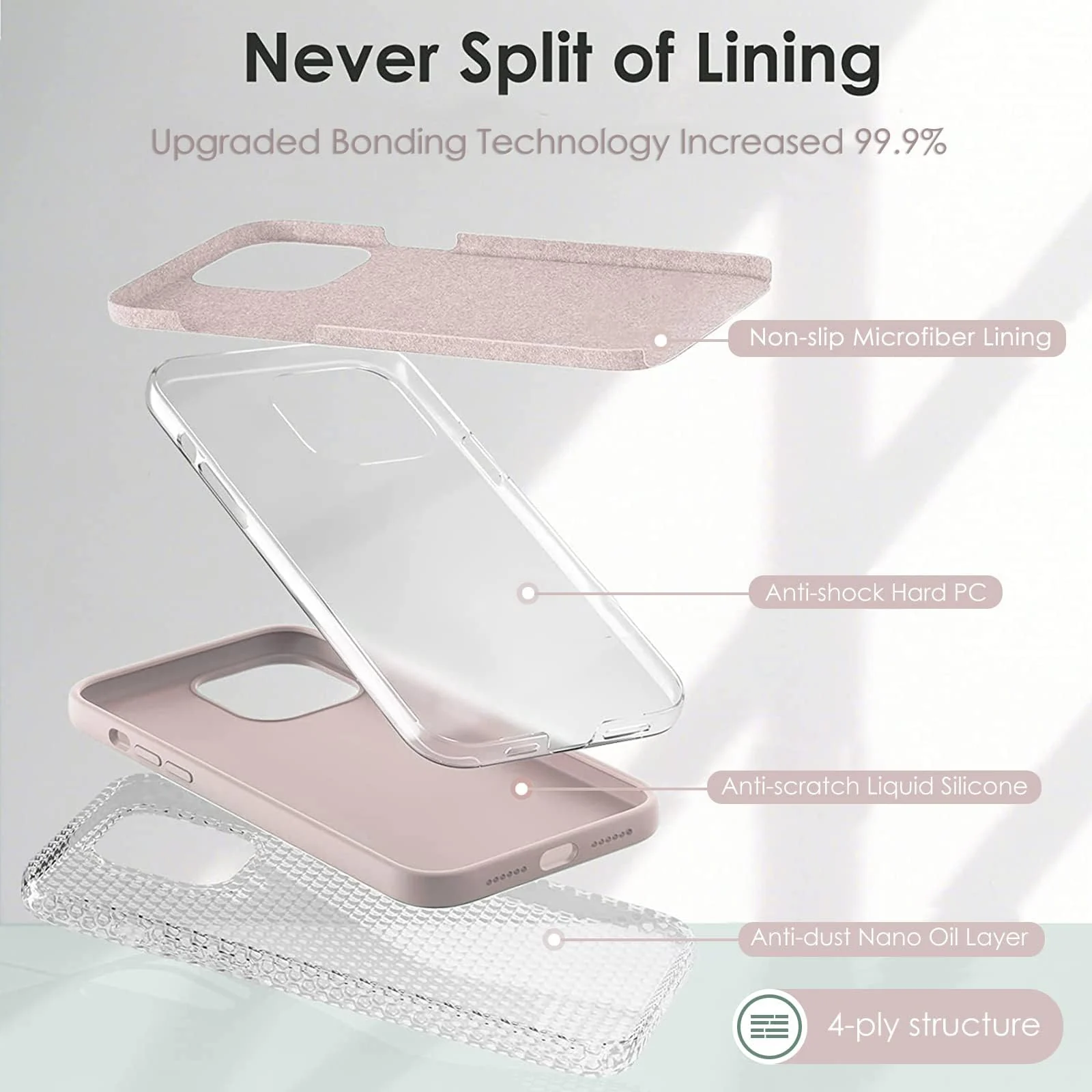 DL3 Mobilak Liquid Silicone Protective Case for iPhone 11 (6.1 Inch) with Camera Protection and Microfiber Lining - Chalk Pink
