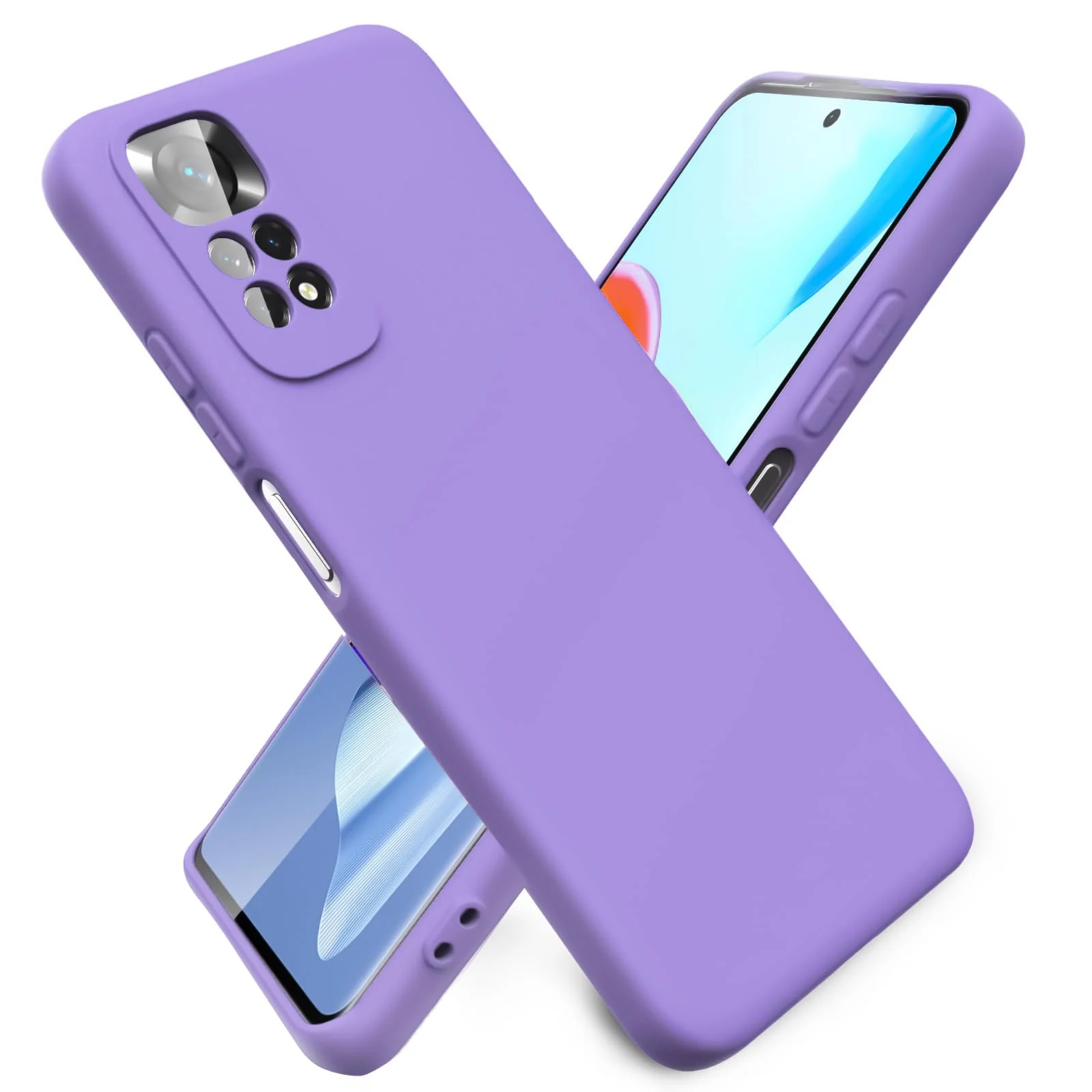 DL3 Mobilak Liquid Silicone Protective Case with Soft Microfiber Lining with Full Camera Protection for Xiaomi Redmi Note 12 Pro 4G / Redmi Note 11 Pro 4G&5G - Light Purple