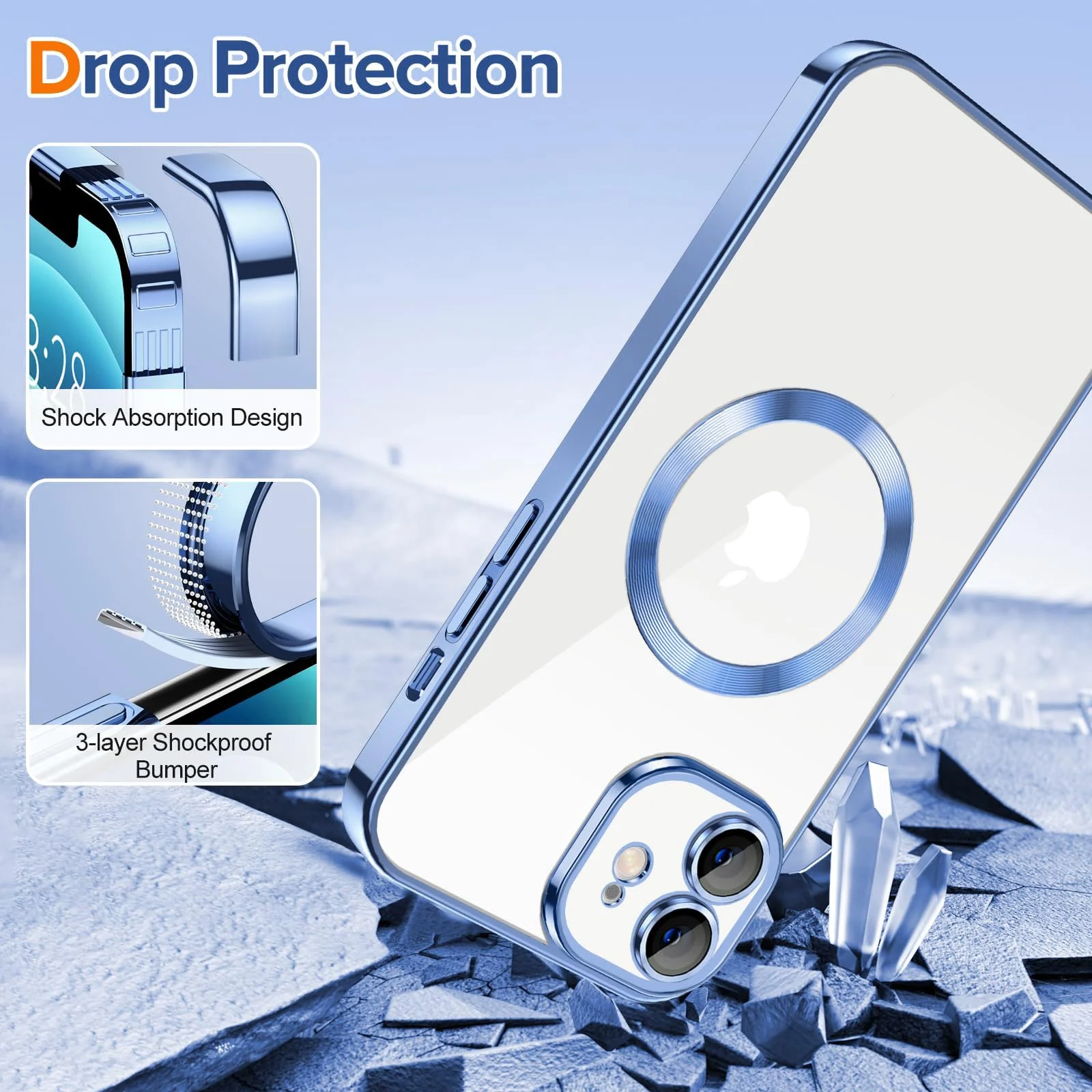 DL3 Mobilak Plated-Edge TPU Protective Case with Camera Protection for iPhone 11 - Sierra Blue