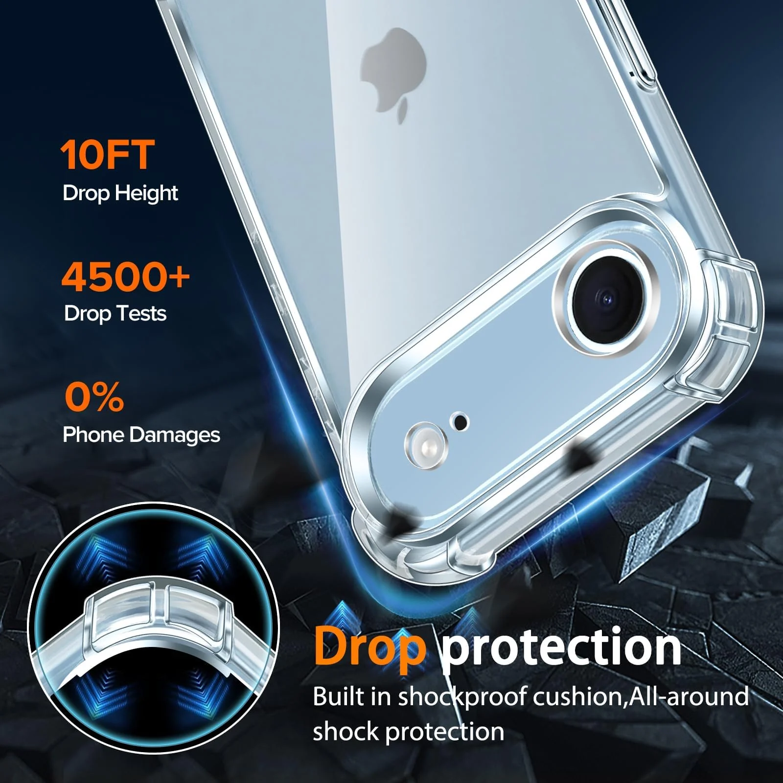 DL3 Mobilak Case Compatible with iPhone 17 Air 6.5-Inch, Cover Silicone Transparent TPU Gorilla Anti-shock Protector Camera Shockproof Corners - Clear