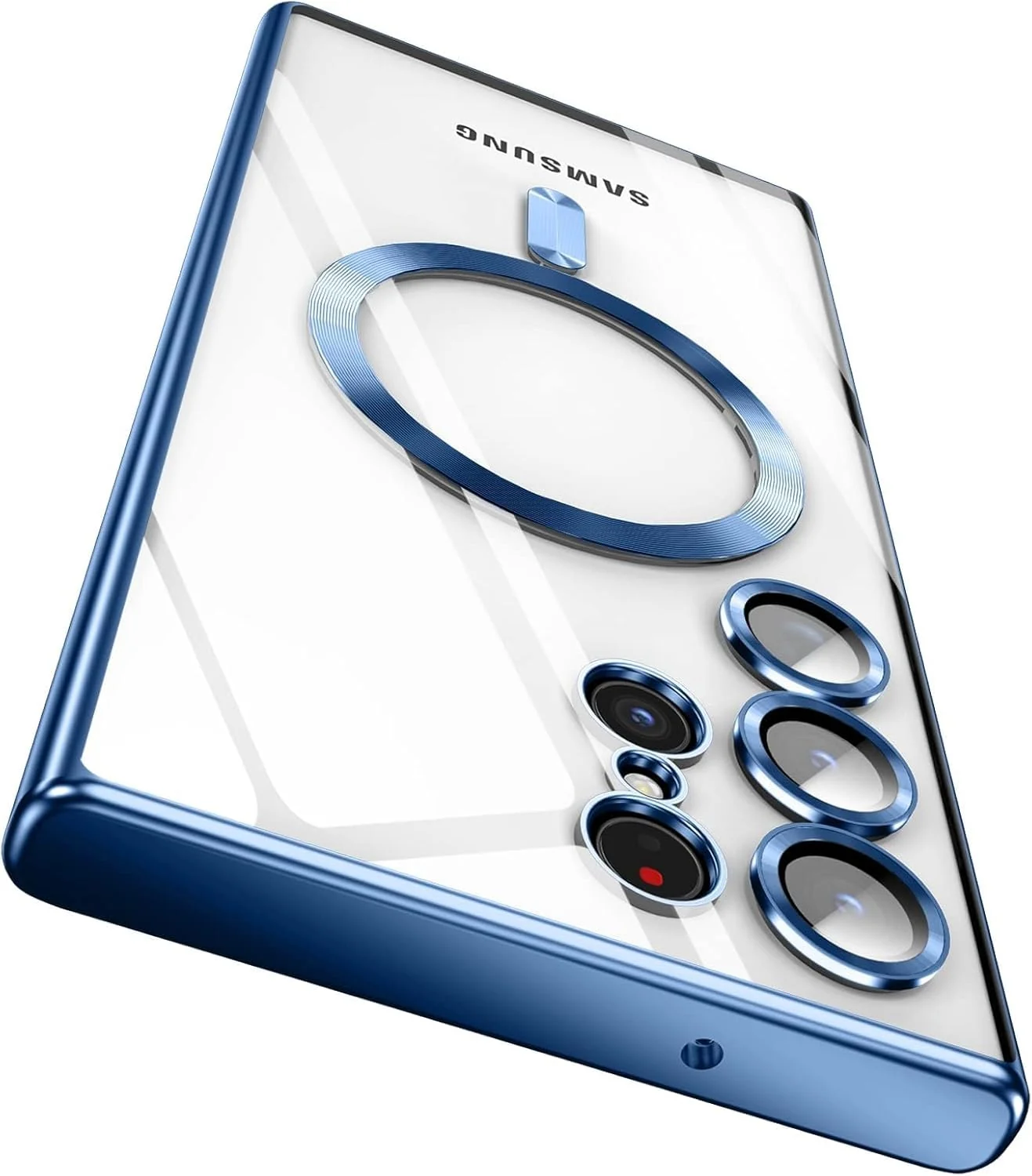 DL3 Mobilak Clear MagSafe-Compatible Magnetic Case for Samsung Galaxy S22 Ultra with Camera Protection and Magnetic Car-Mount Support - Blue