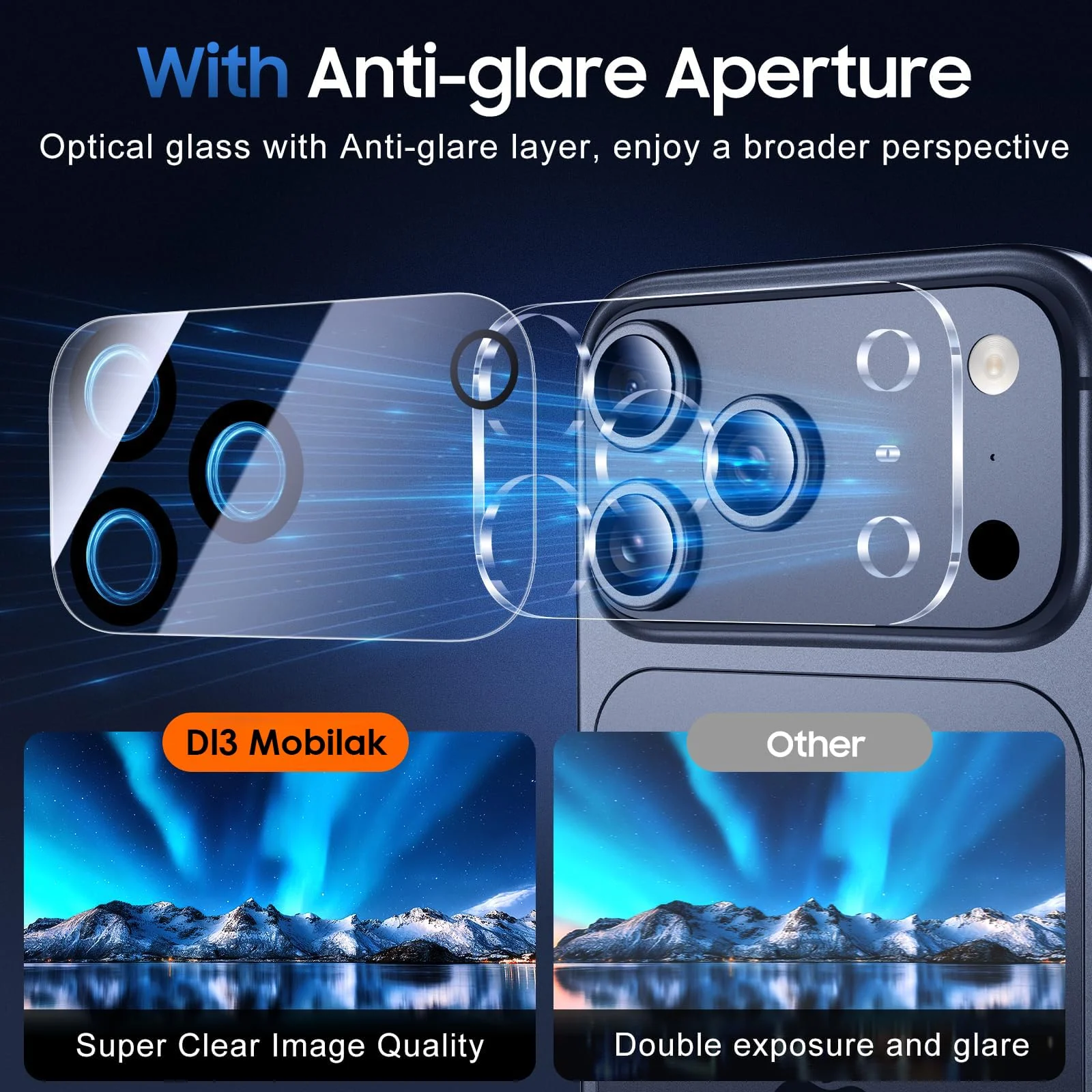 DL3 Mobilak Camera Lens Protector for iPhone 17 Pro Max 6.9-Inch, 9H Tempered Glass, Anti-Scratch, Case Friendly, Does Not Affect Night Shots, HD - Transparent