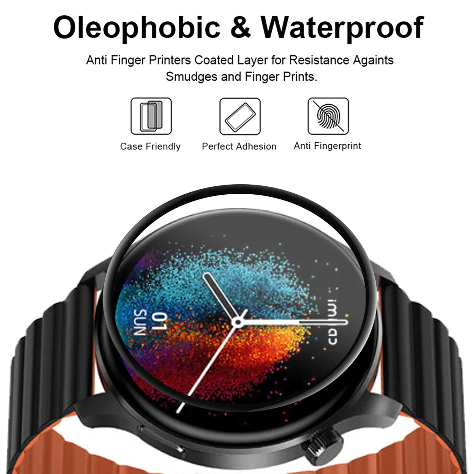 DL3 Mobilak Screen Protector For Xiaomi Watch Imilab W13, 3D Curved Soft Edge Protective Film [Anti-Scratch] [Bubble Free] [Ultra Shatterproof] [High Sensitive] (Not Glass) - Black