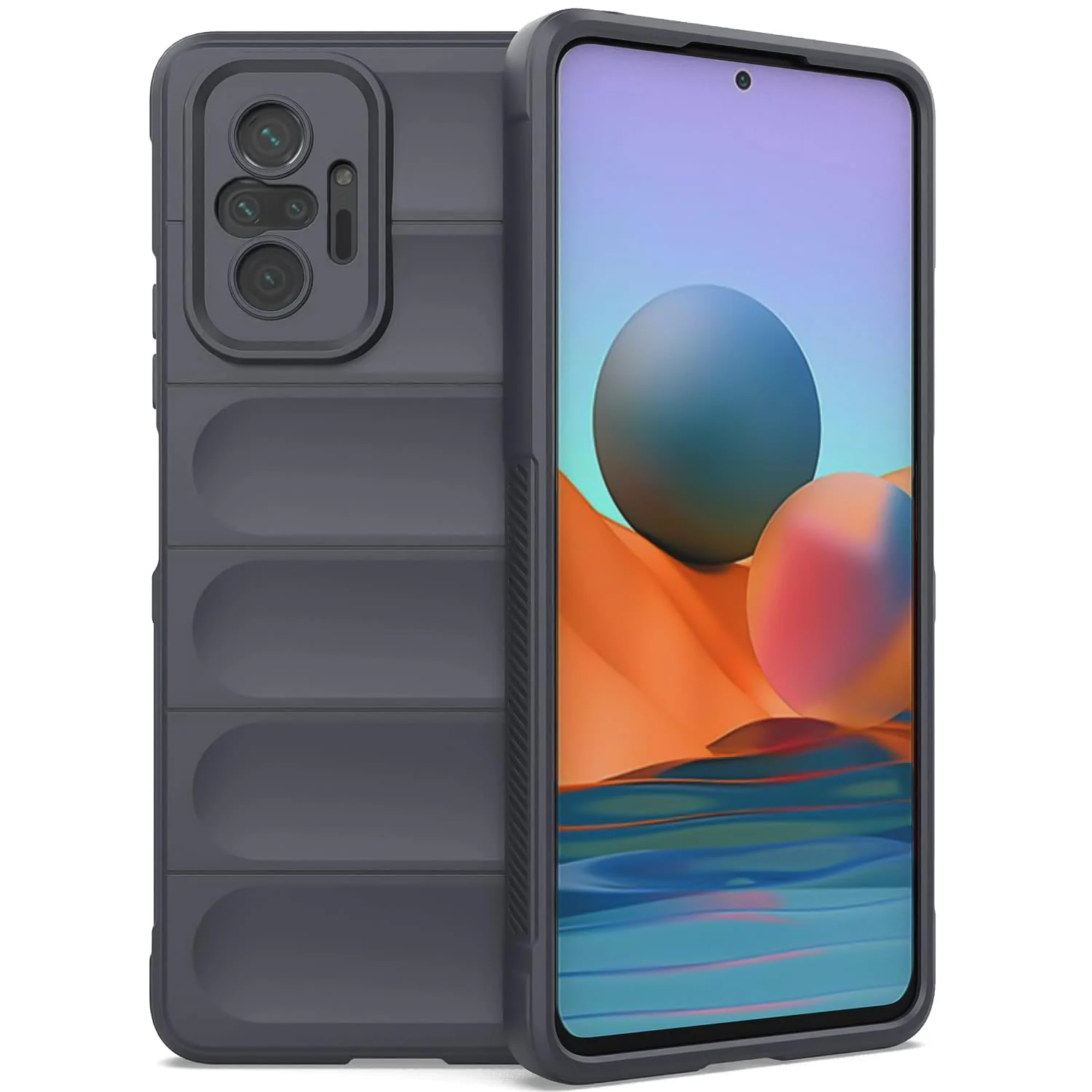DL3 Mobilak Flexible Silicone and TPU Protective Case with Camera Protection for Xiaomi Redmi Note 10 Pro / Note 10 Pro Max - Dark Gray