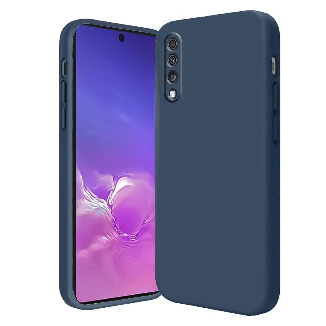 DL3 Mobilak Soft Silicone Protective Case for Samsung Galaxy A70 / A70s with Microfiber Lining and Shockproof Design - Dark Blue
