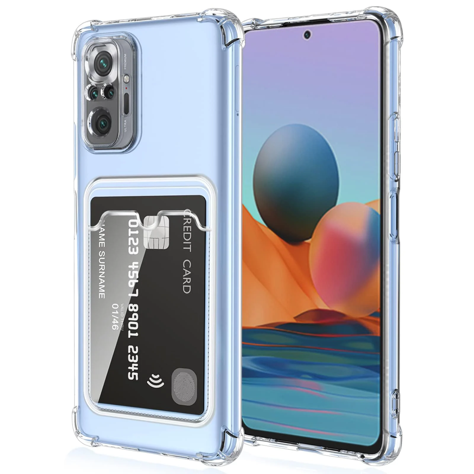 DL3 Mobilak Clear TPU Wallet Case with Card Slot and Camera Protection for Xiaomi Redmi Note 10 4G / Note 10S - Clear