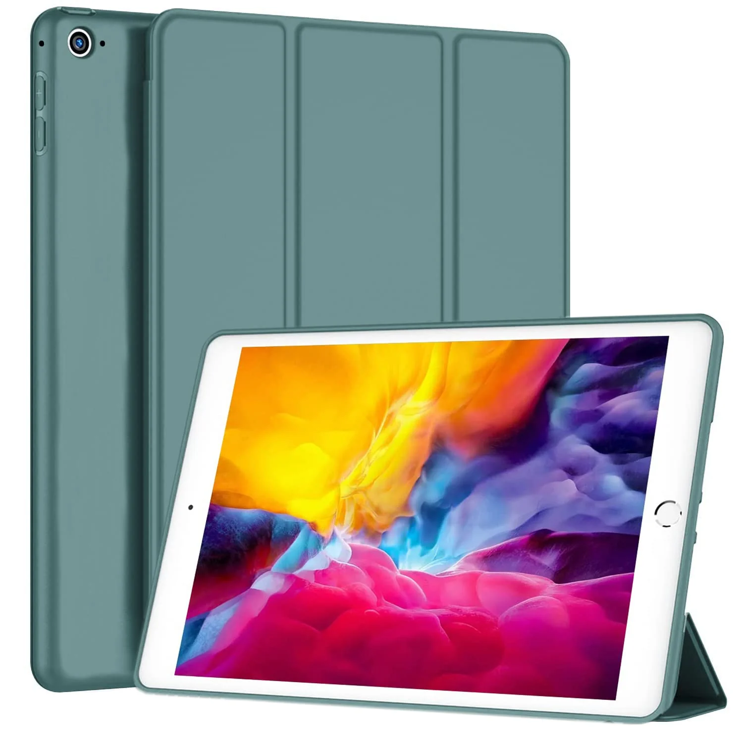 DL3 Mobilak Smart Case Compatible with iPad Air 2 (2nd Generation 2014, 9.7-Inch) Case Flip Cover Leather Case Soft TPU Back And Trifold Stand With Auto Wake/sleep - Green