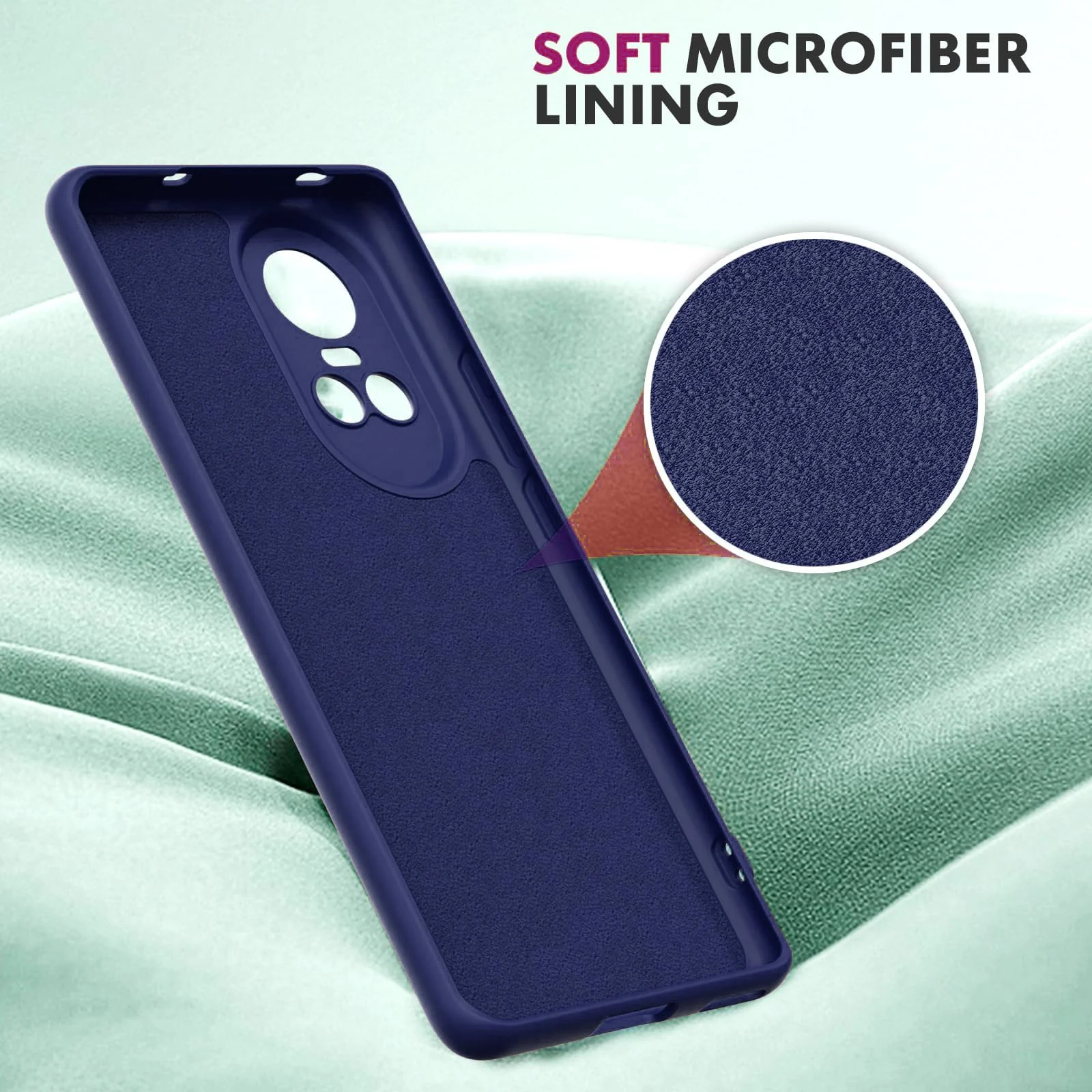 DL3 Mobilak Liquid Silicone Protective Case with Soft Microfiber Lining with Full Camera Protection for OPPO Reno 10 5G / OPPO Reno 10 Pro 5G - Blue 2