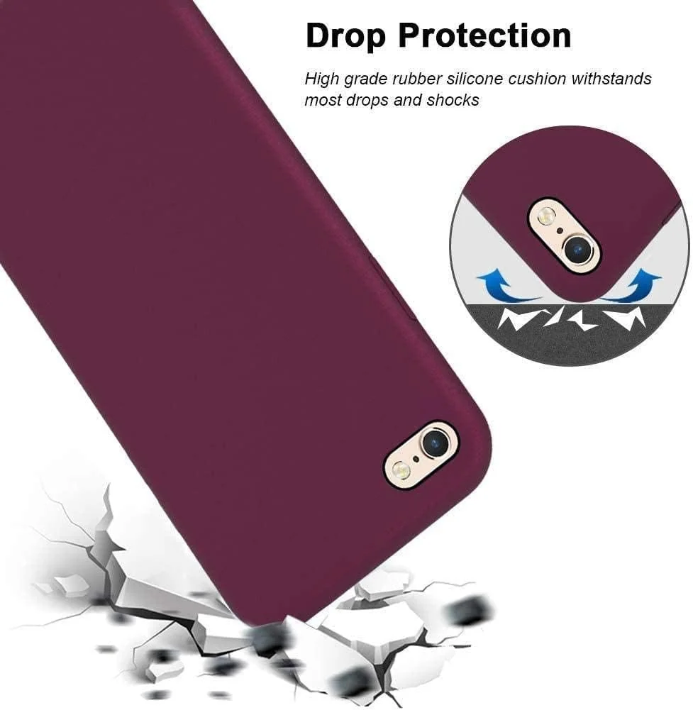 DL3 Mobilak Liquid Silicone Protective Case for iPhone 6 Plus / 6S Plus with Camera Protection and Microfiber Lining - Wine Red