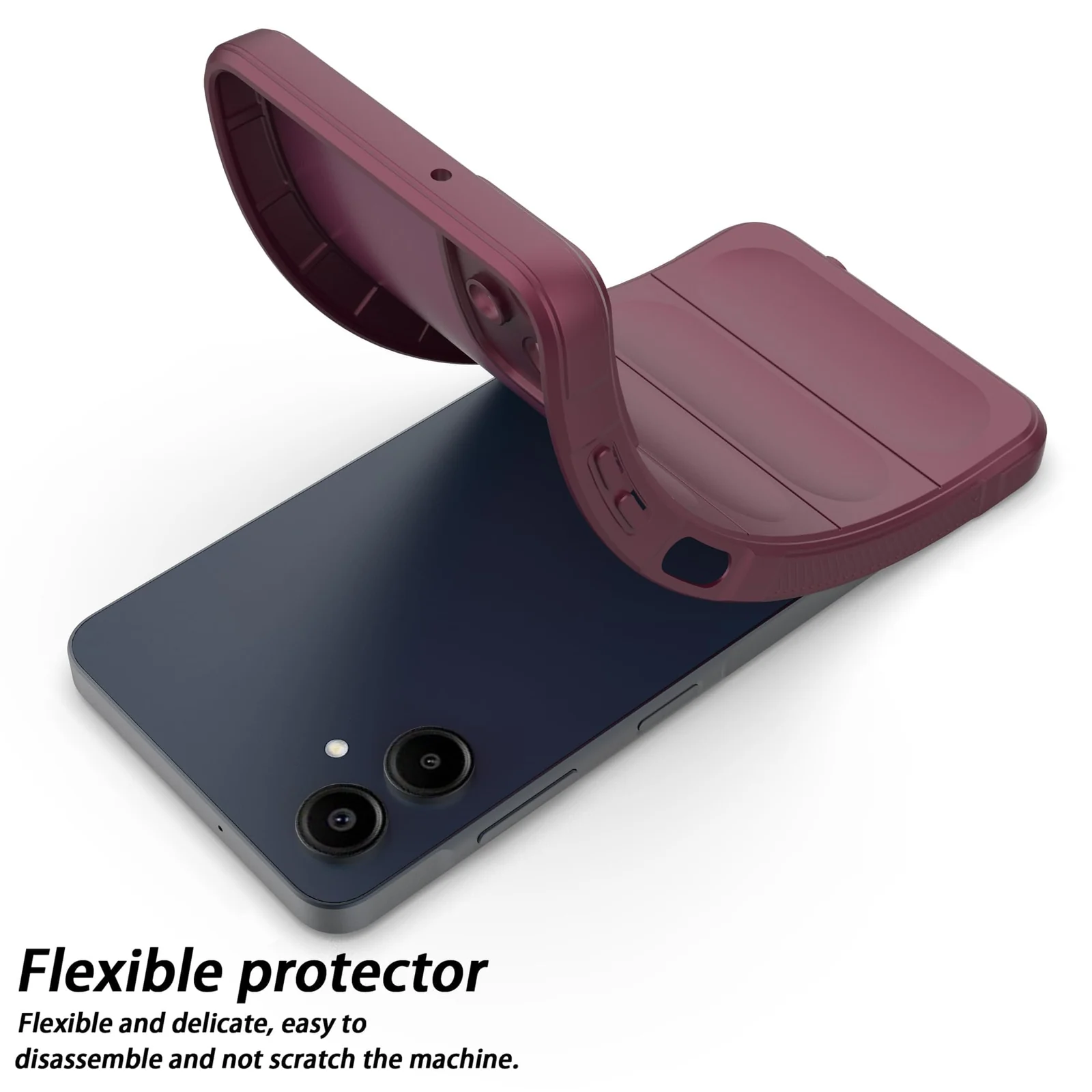 DL3 Mobilak Flexible Silicone and TPU Protective Case with Camera Protection for Samsung Galaxy A06 - Wine Red