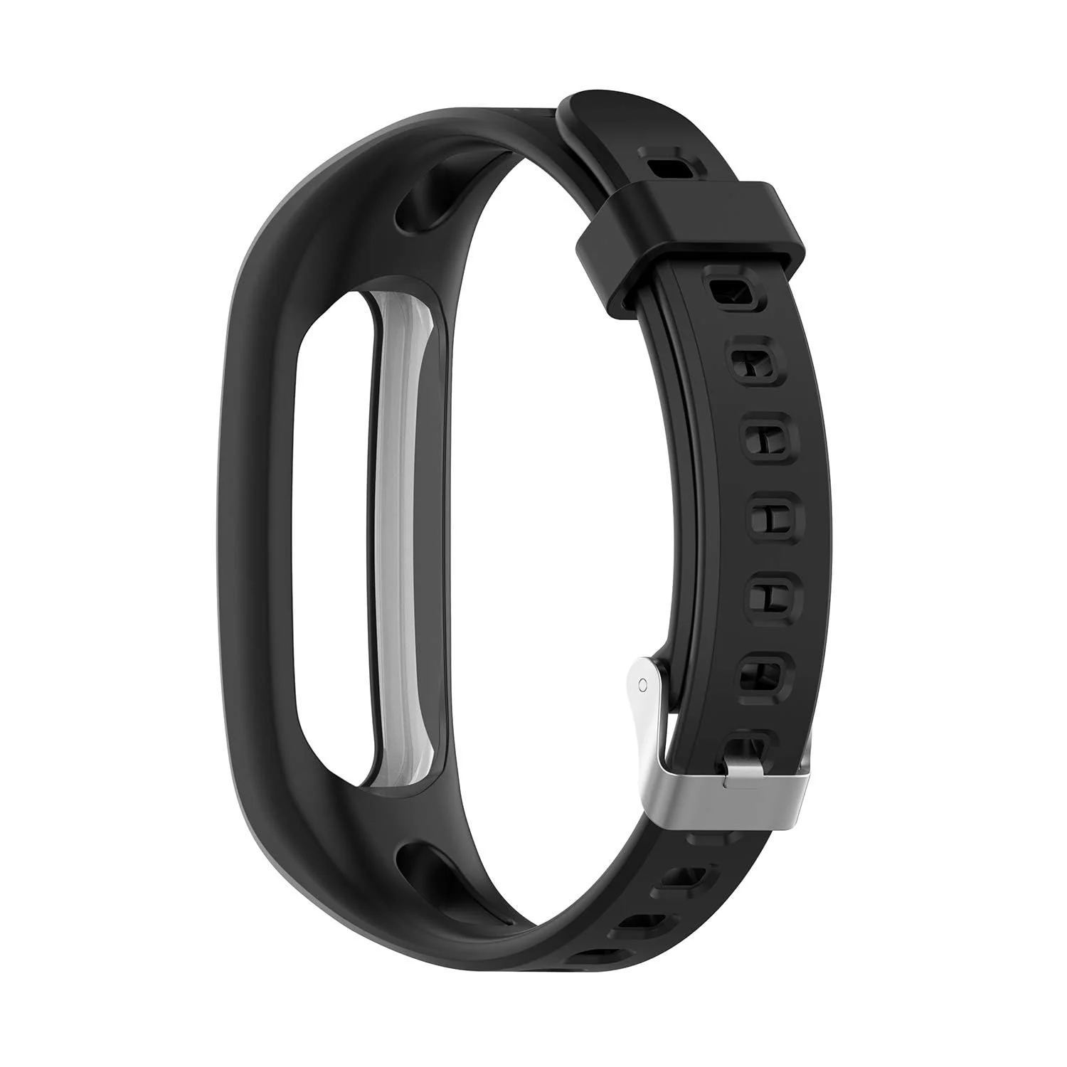 DL3 Mobilak Silicone Watch Band Strap Compatible for Huawei Honor Band 4 Running Version/Huawei Band 3e/ Band 4e Smart Watch Bracelet Replacement - Black